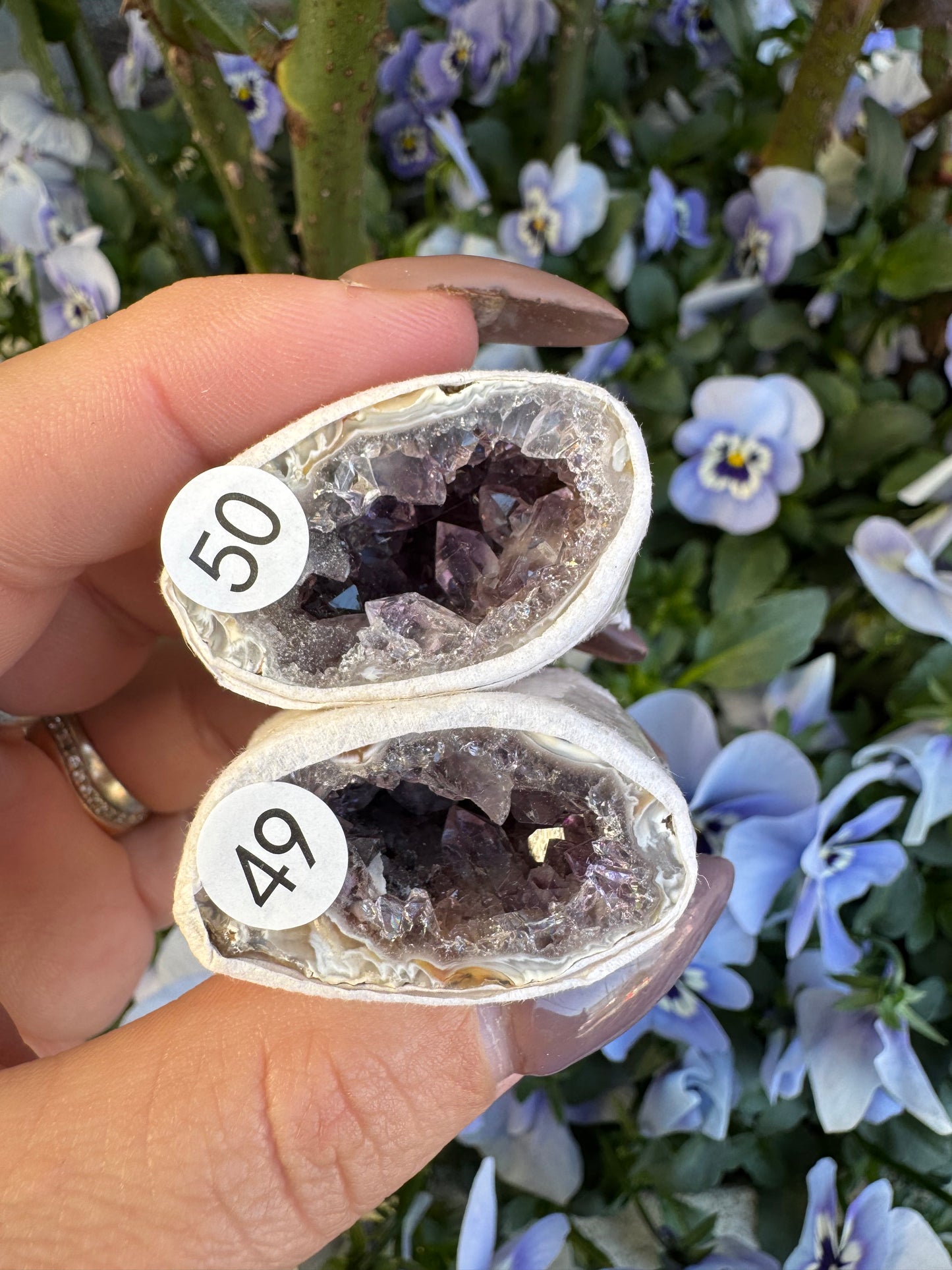 Agaat geode doos 4 met amethist