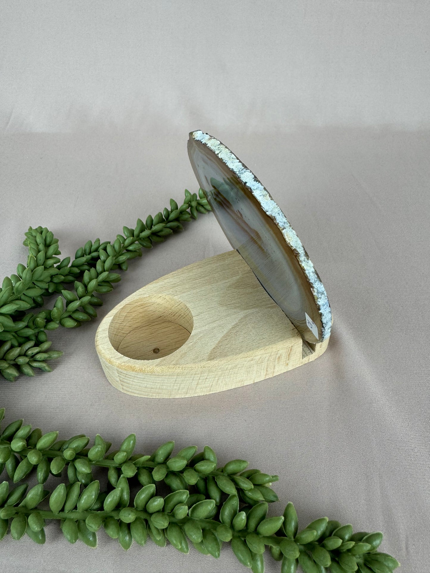 Houten houder met waxinelicht