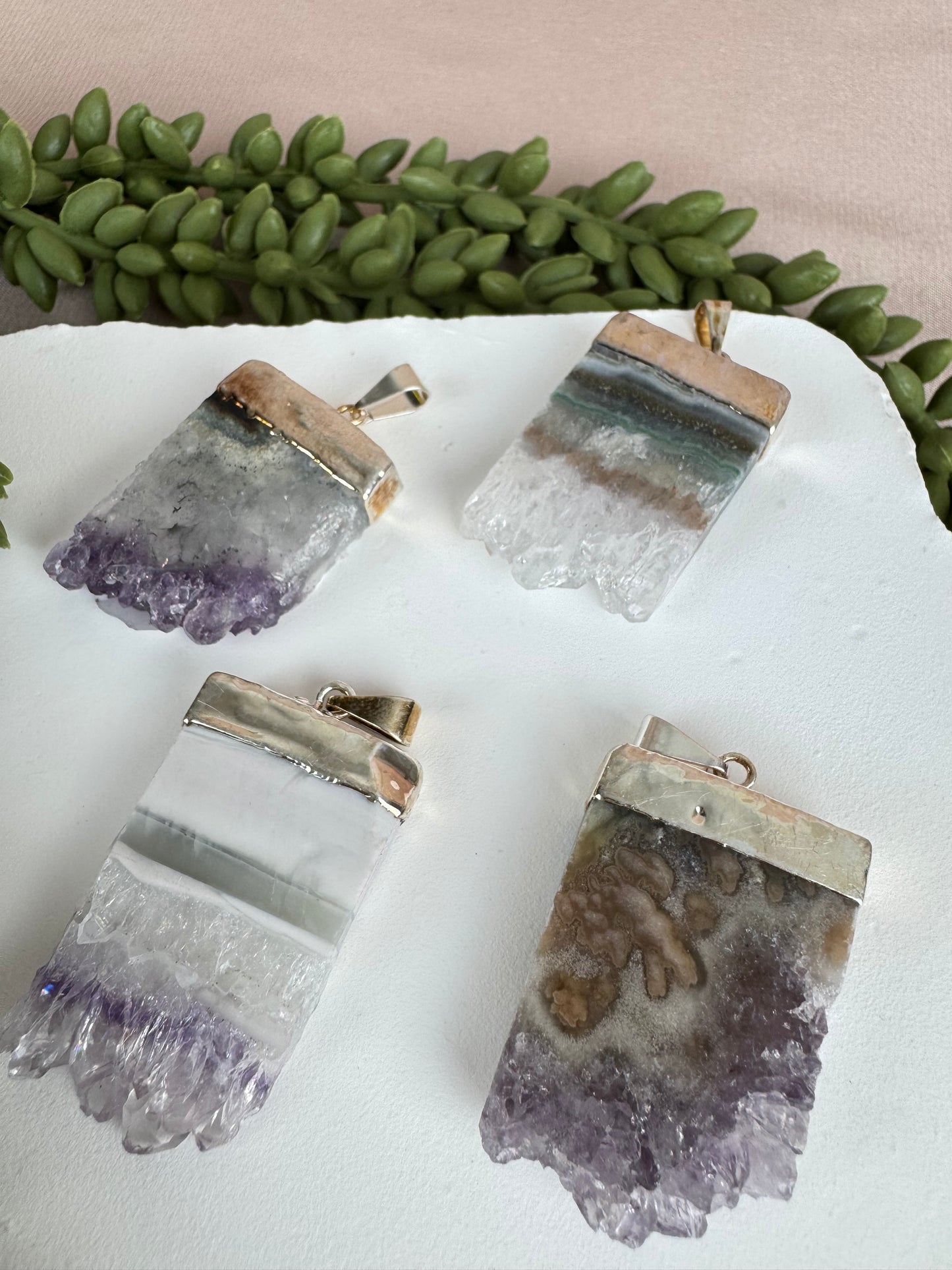 Hanger Roze amethist met agaat