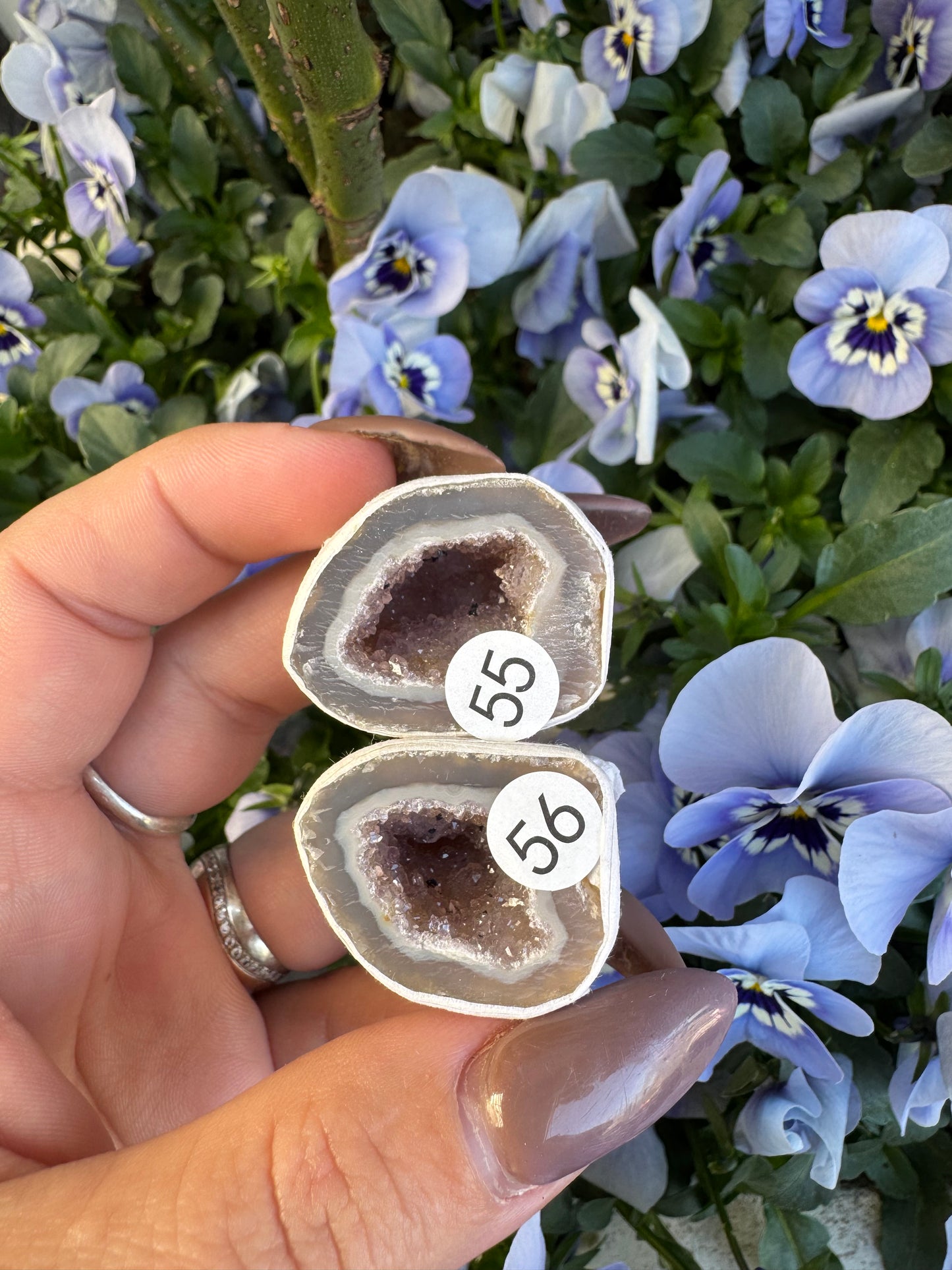 Agaat geode doos 4 met amethist