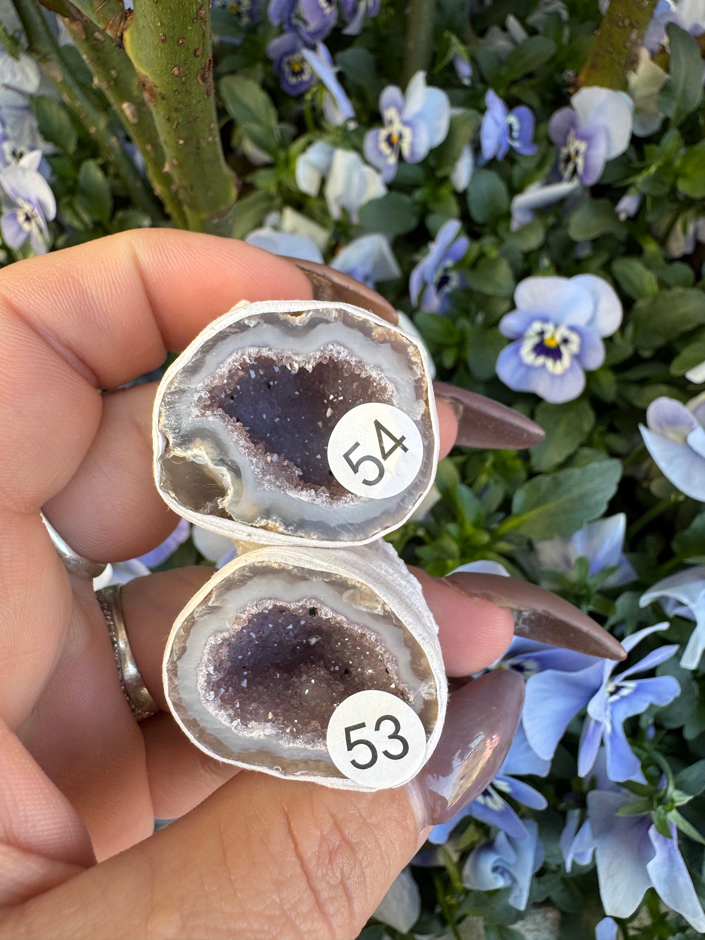 Agaat geode doos 4 met amethist