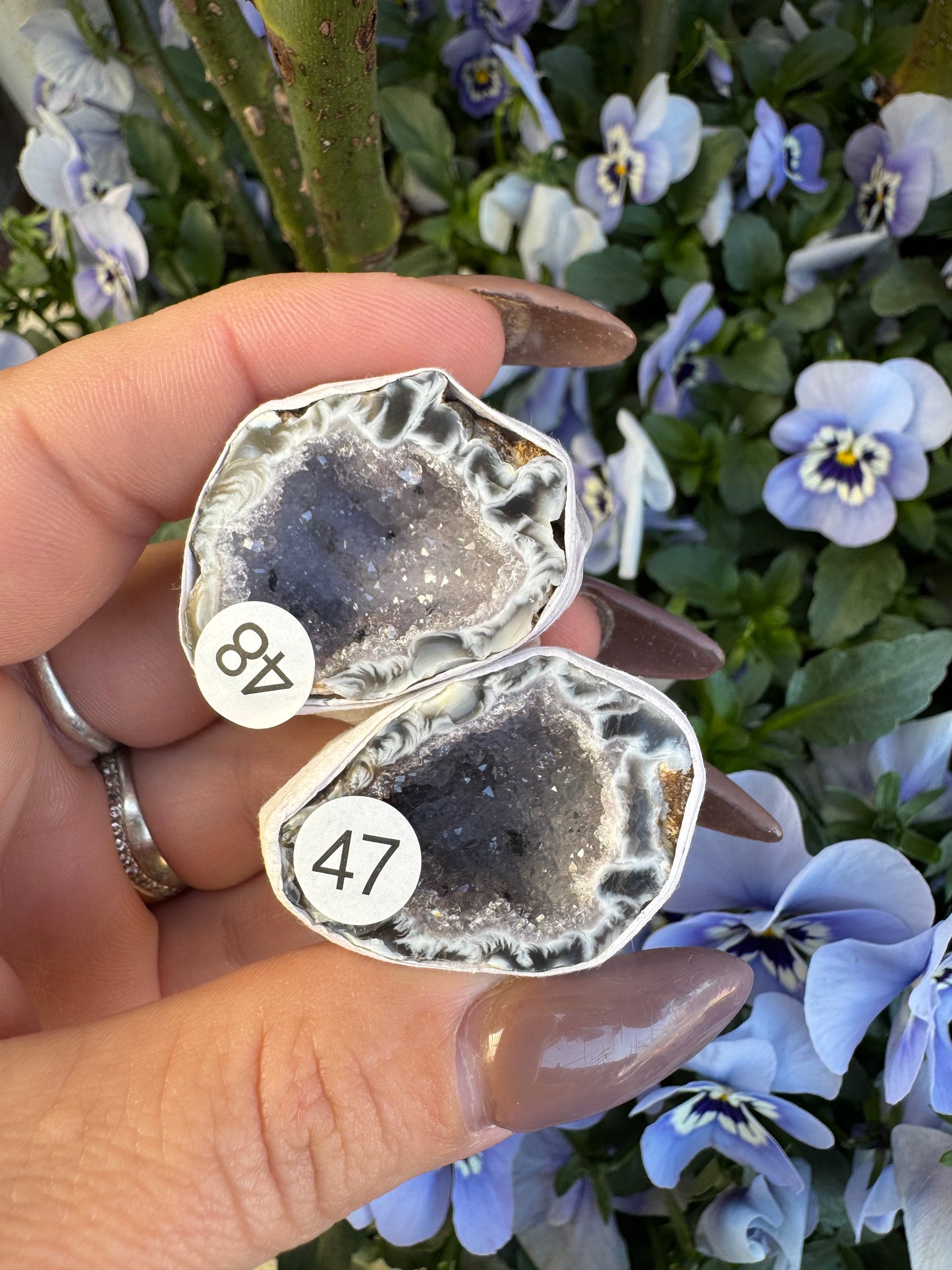 Agaat geode doos 4 met amethist