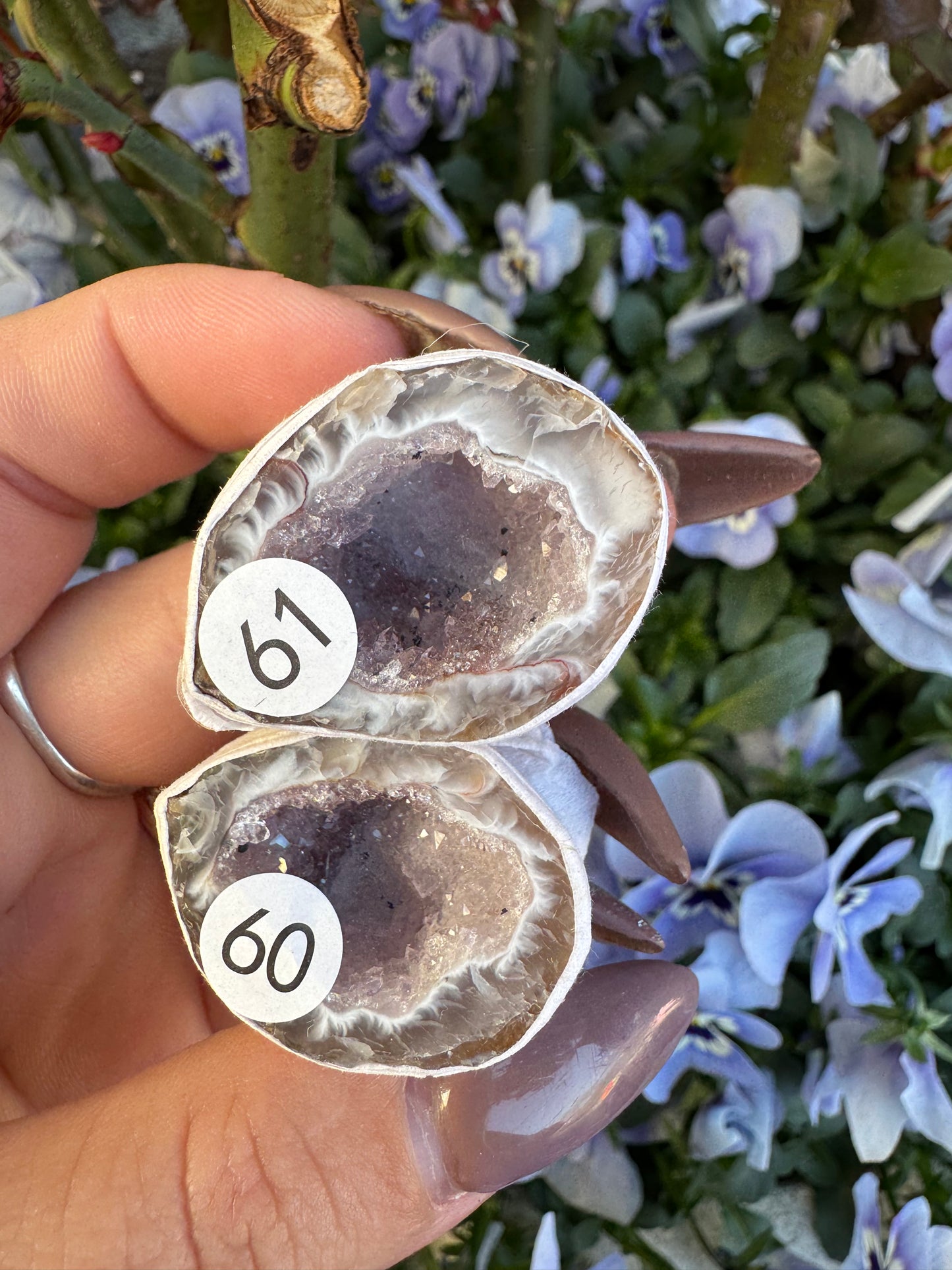 Agaat geode doos 4 met amethist