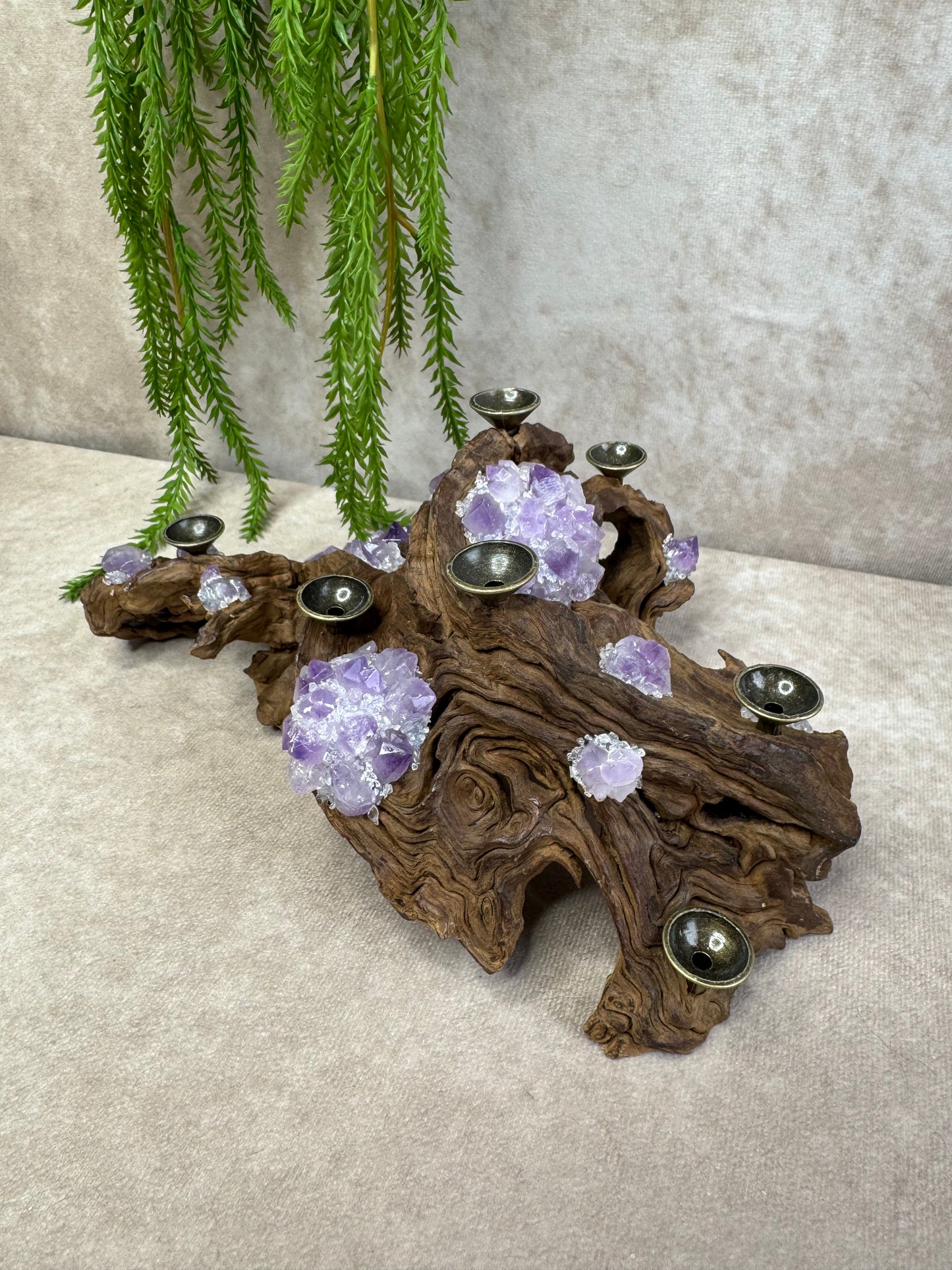 Xxl Amethist Houder Mangrove Hout 2