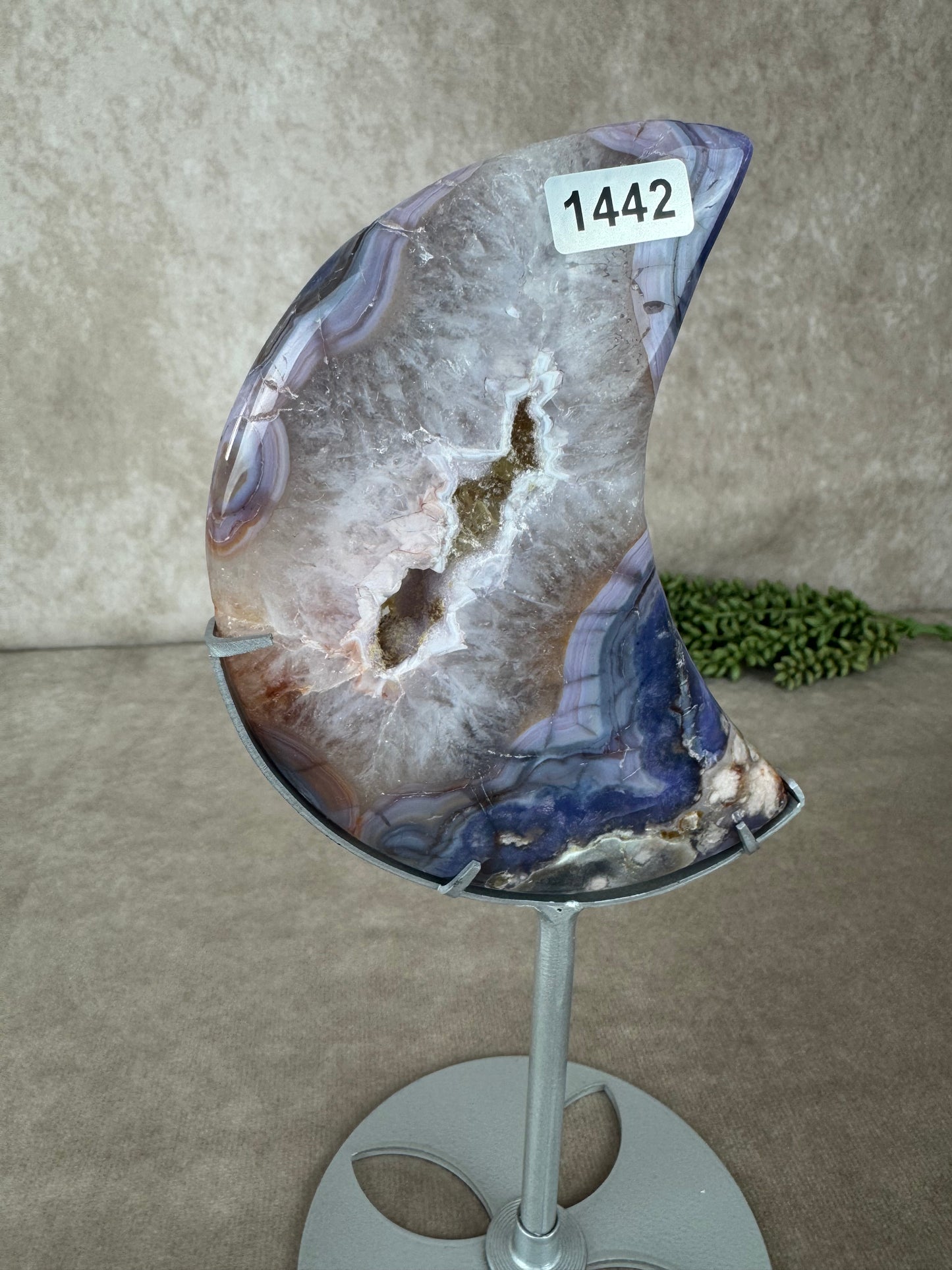Maan Blue flower agate #1442