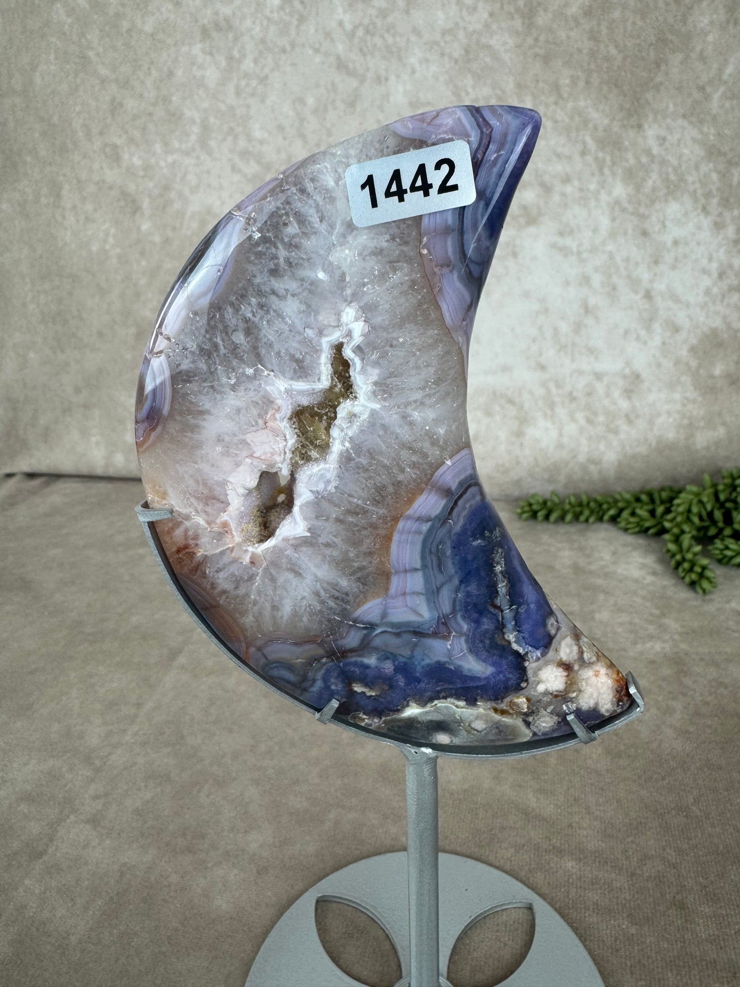 Maan Blue flower agate #1442