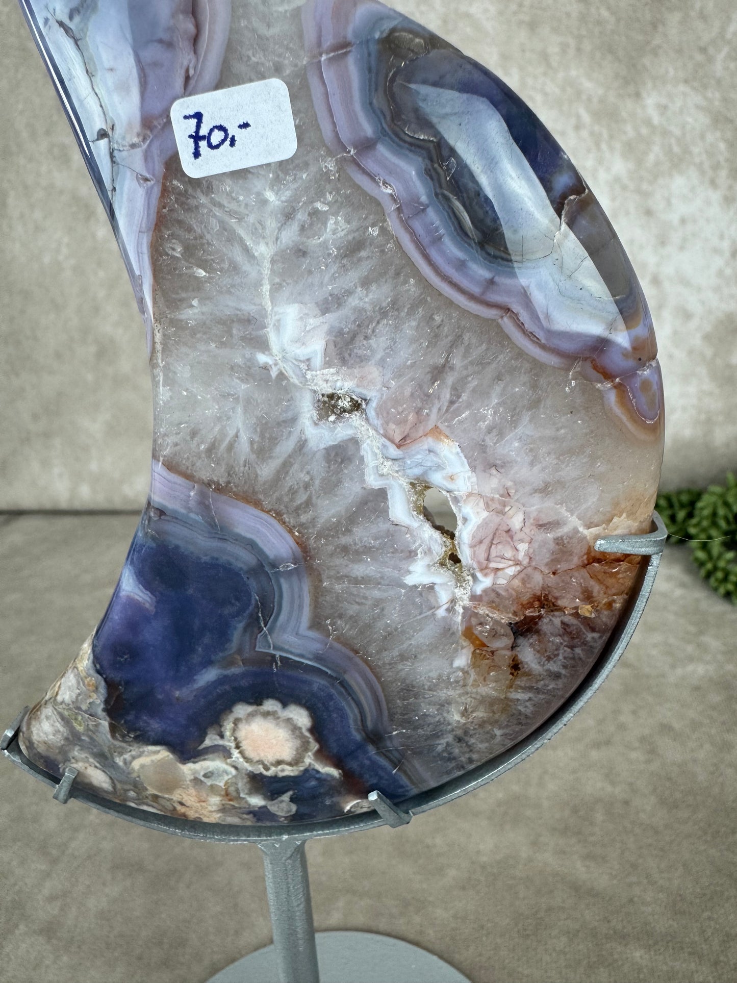 Maan Blue flower agate #1442