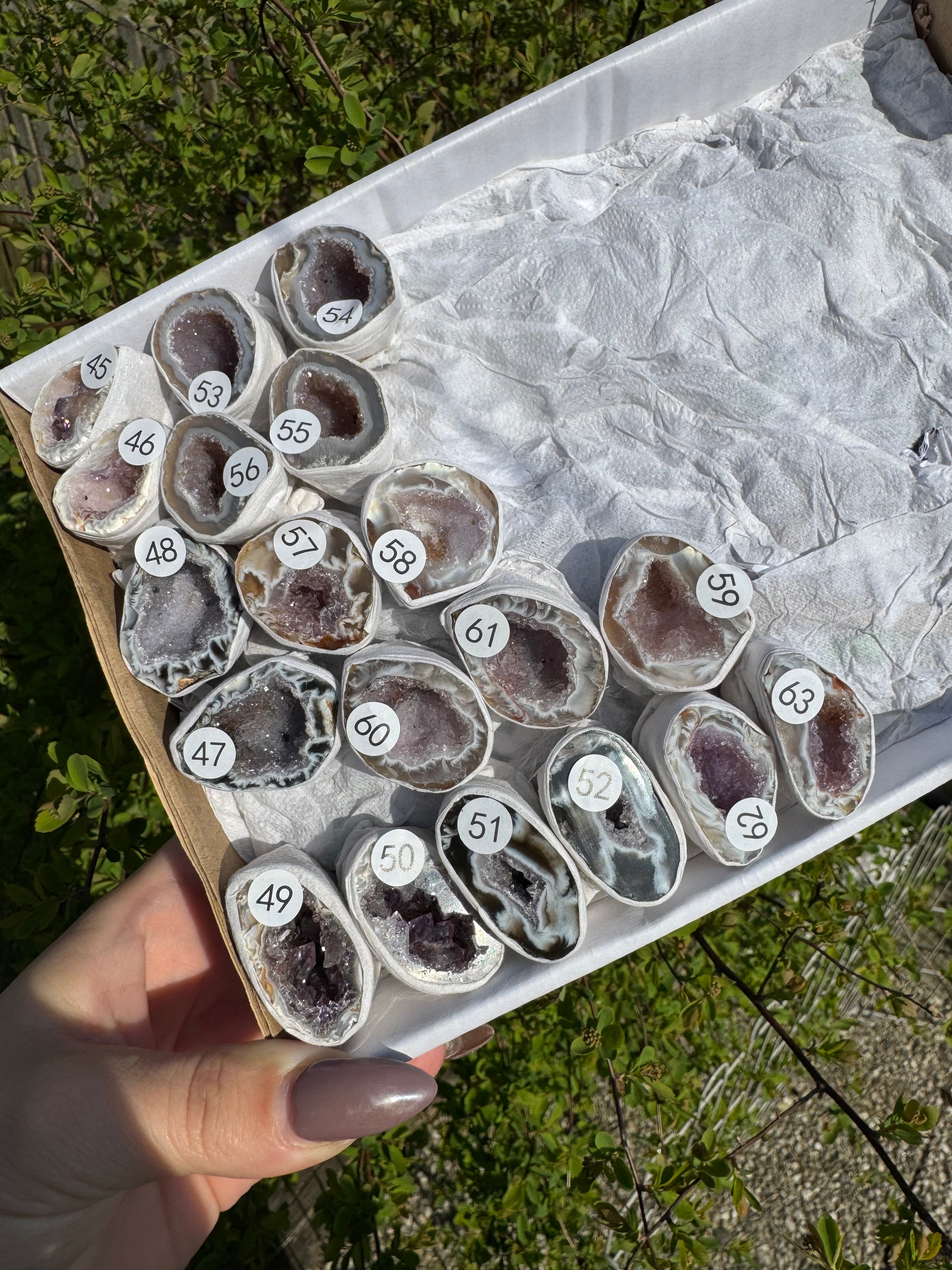 Agaat geode doos 4 met amethist