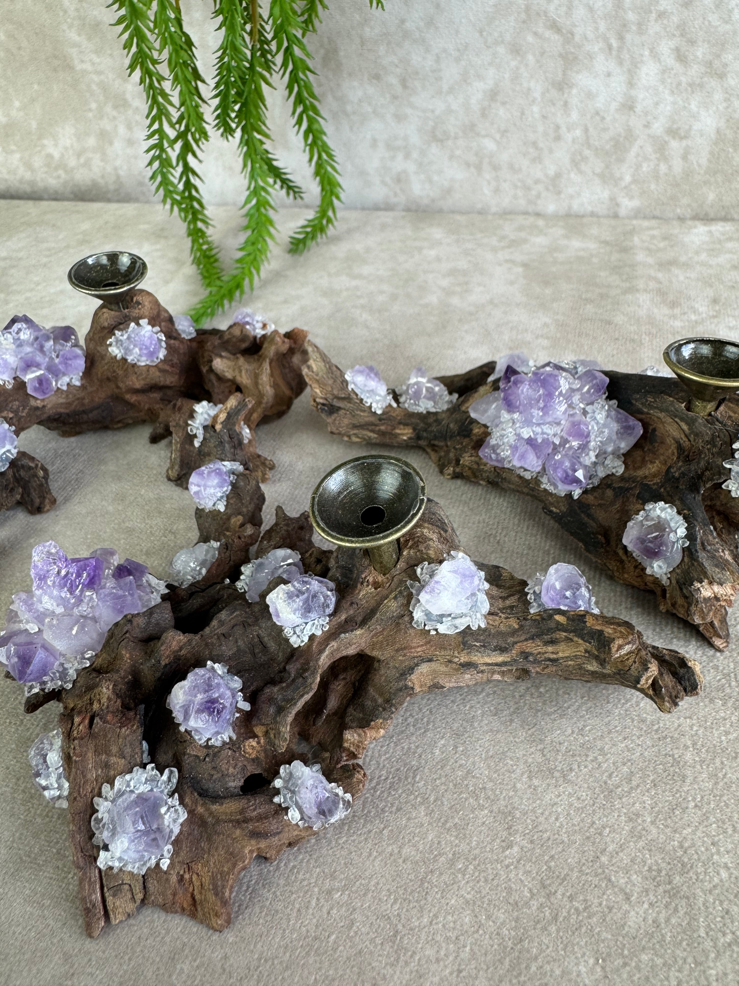 Bol houder Hout 1 amethist