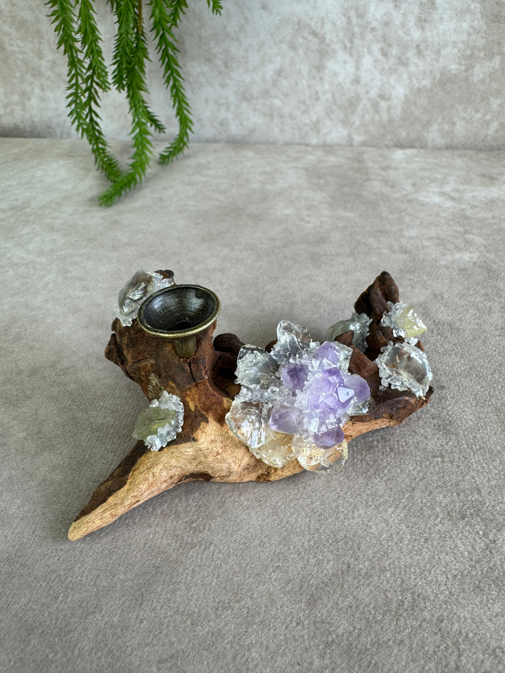 Bol houder Hout 1 amethist