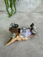 Bol houder Hout 1 amethist