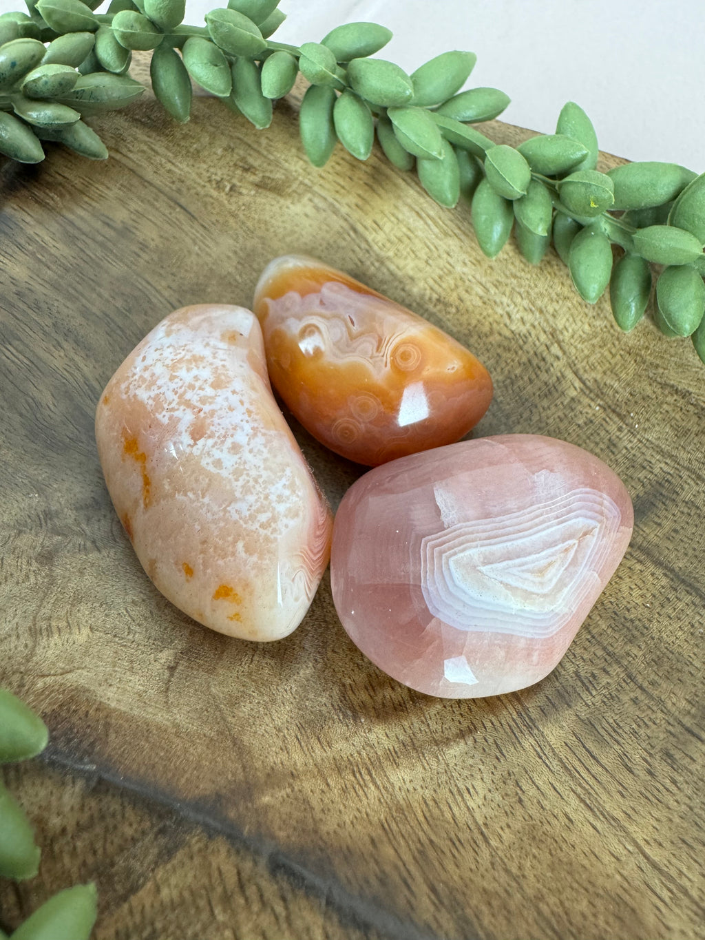 Abrikoos agaat trommelsteen