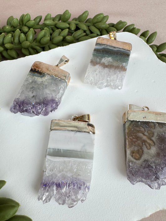 Hanger Roze amethist met agaat