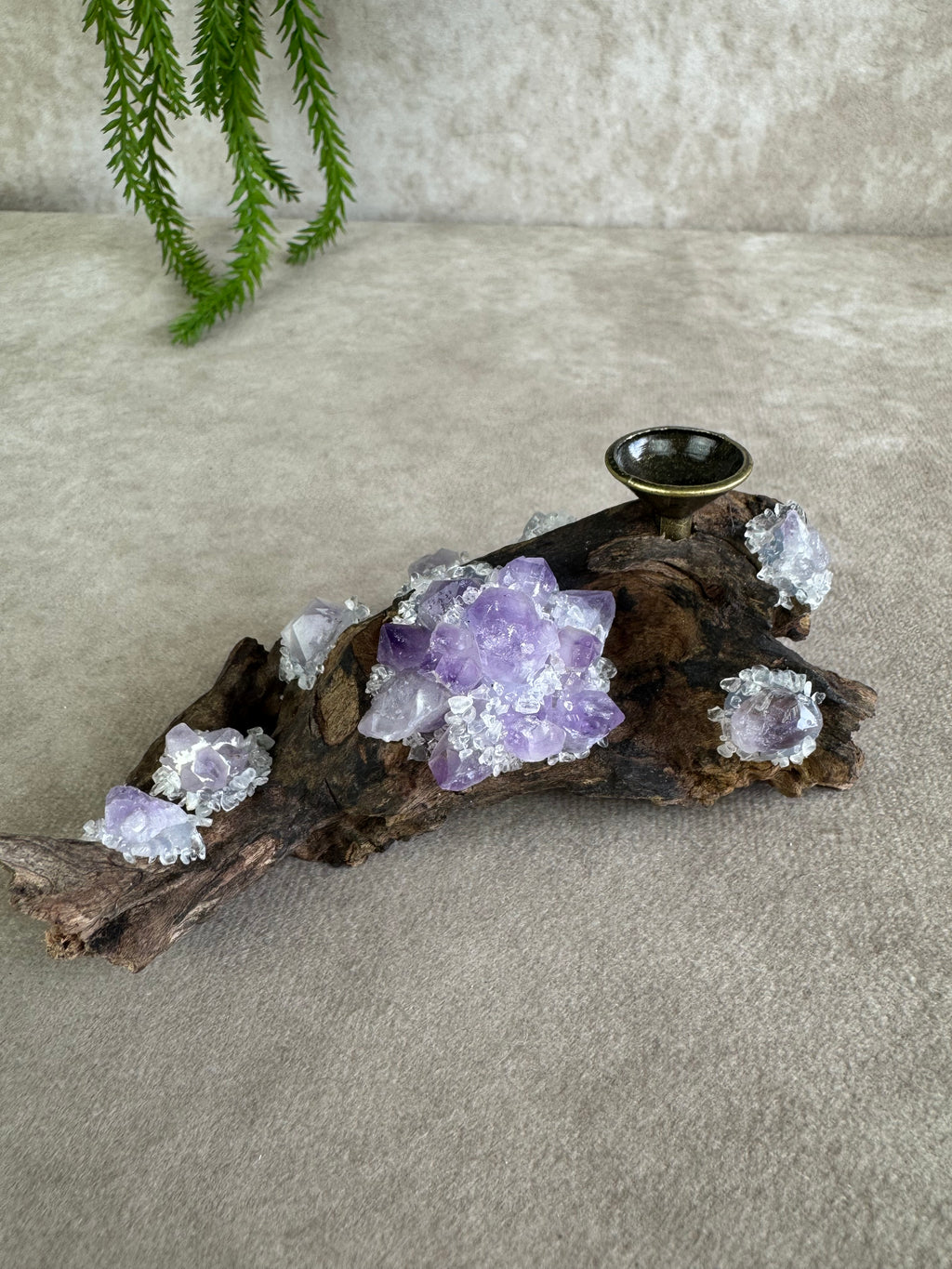 Bol houder Hout 1 amethist
