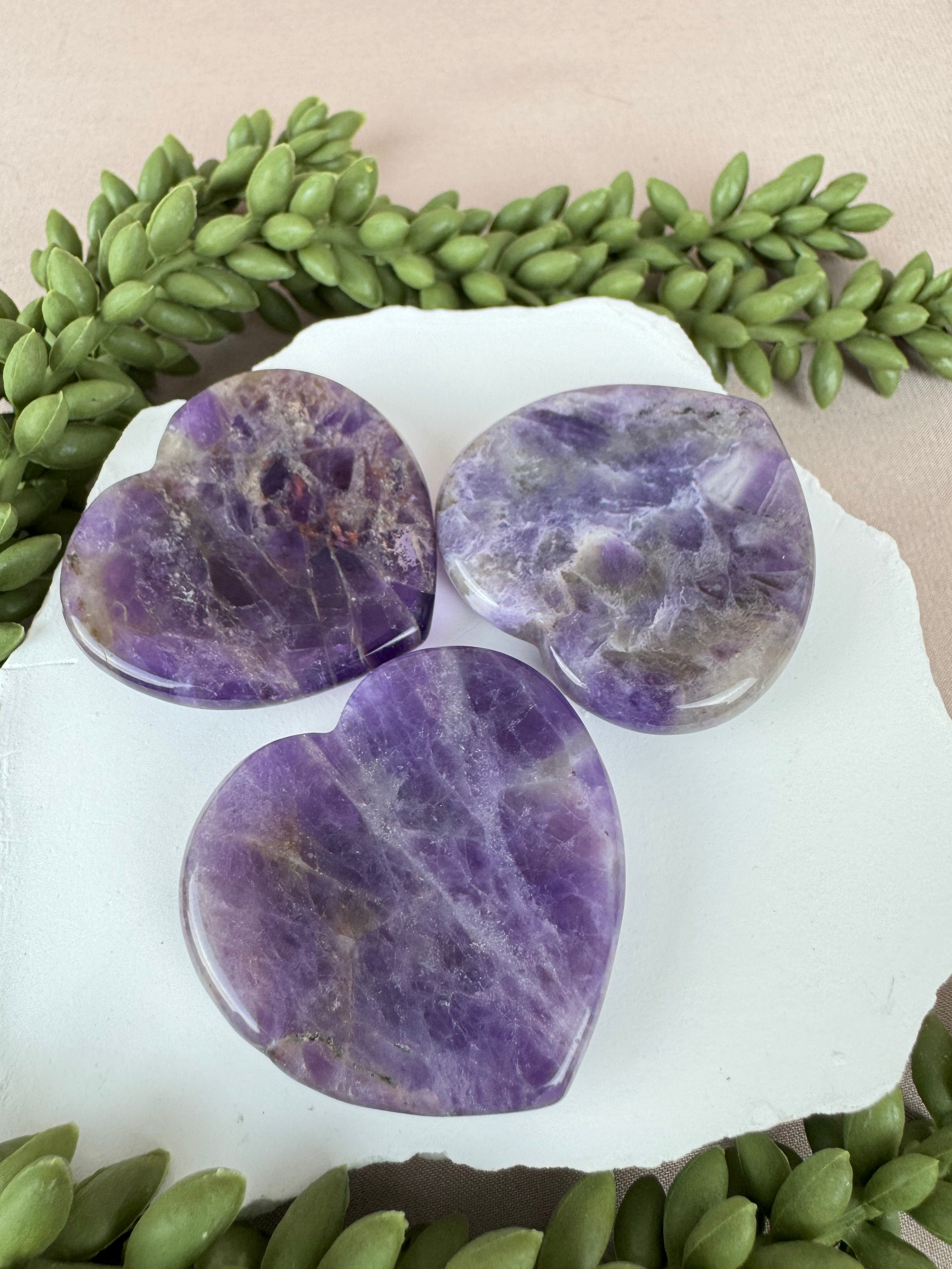 Worry stone amethist hartje