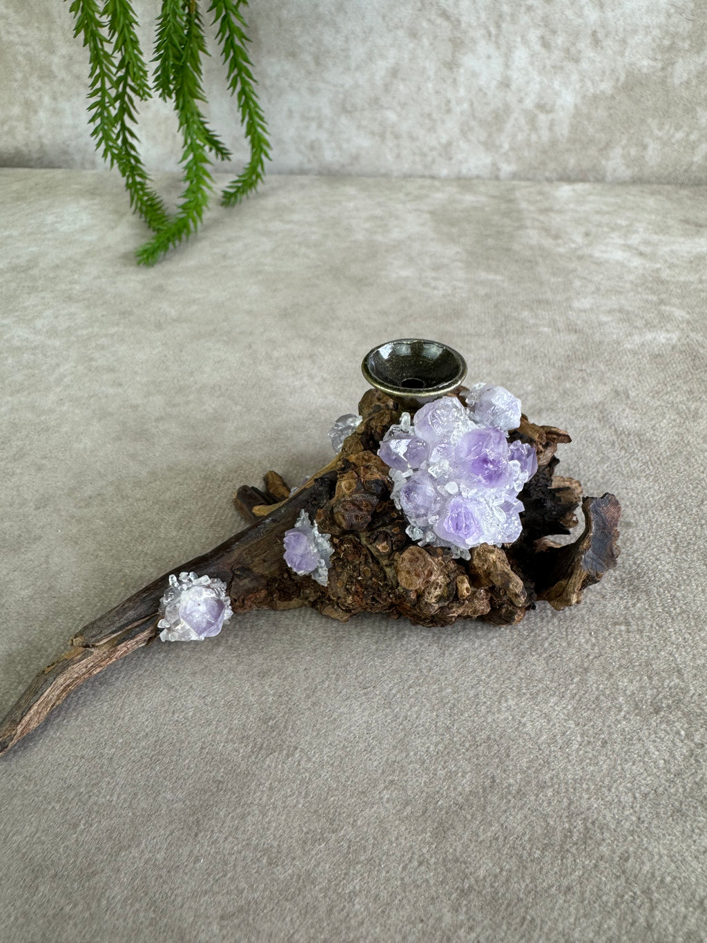 Bol houder Hout 1 amethist