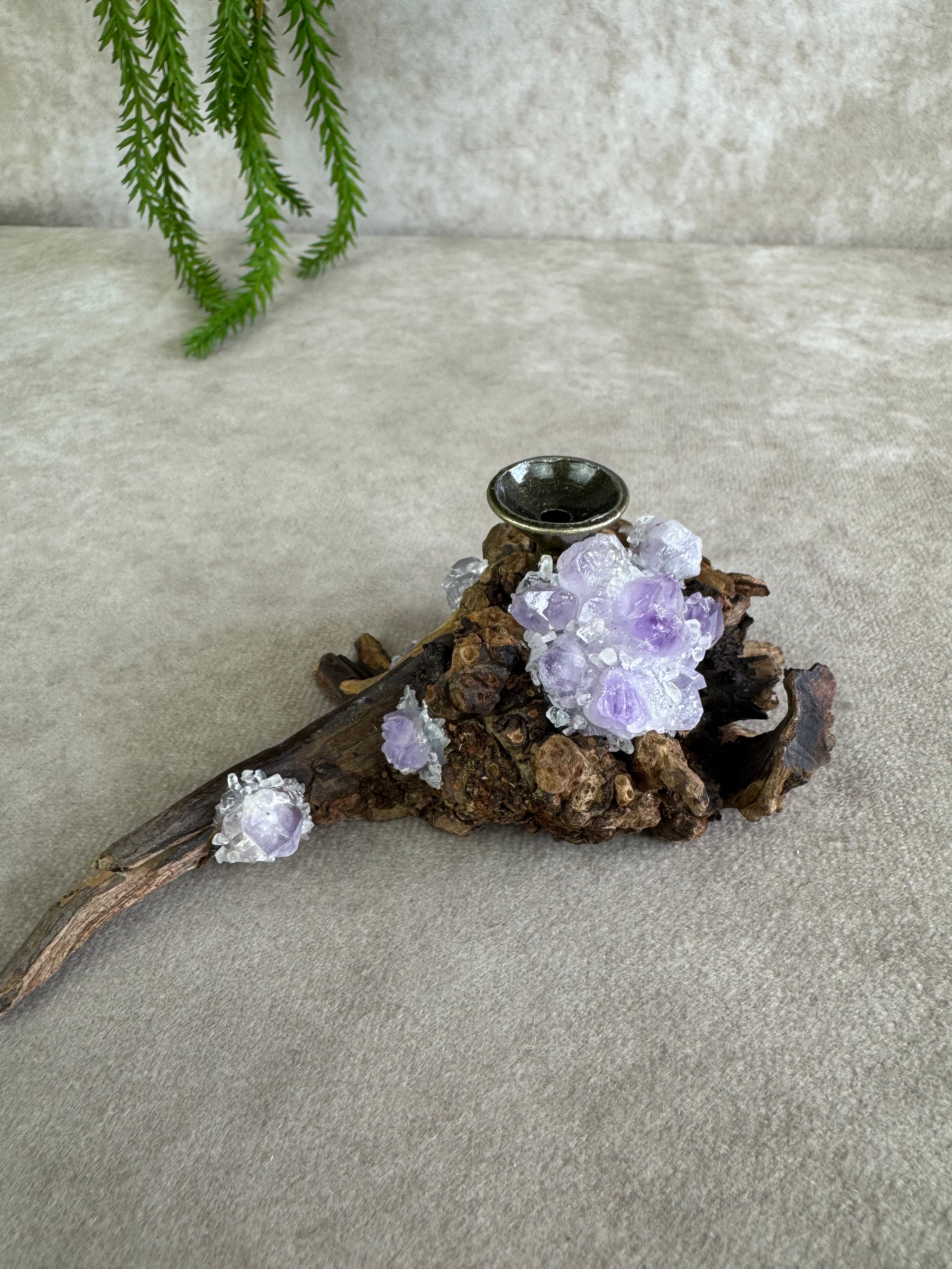 Bol houder Hout 1 amethist