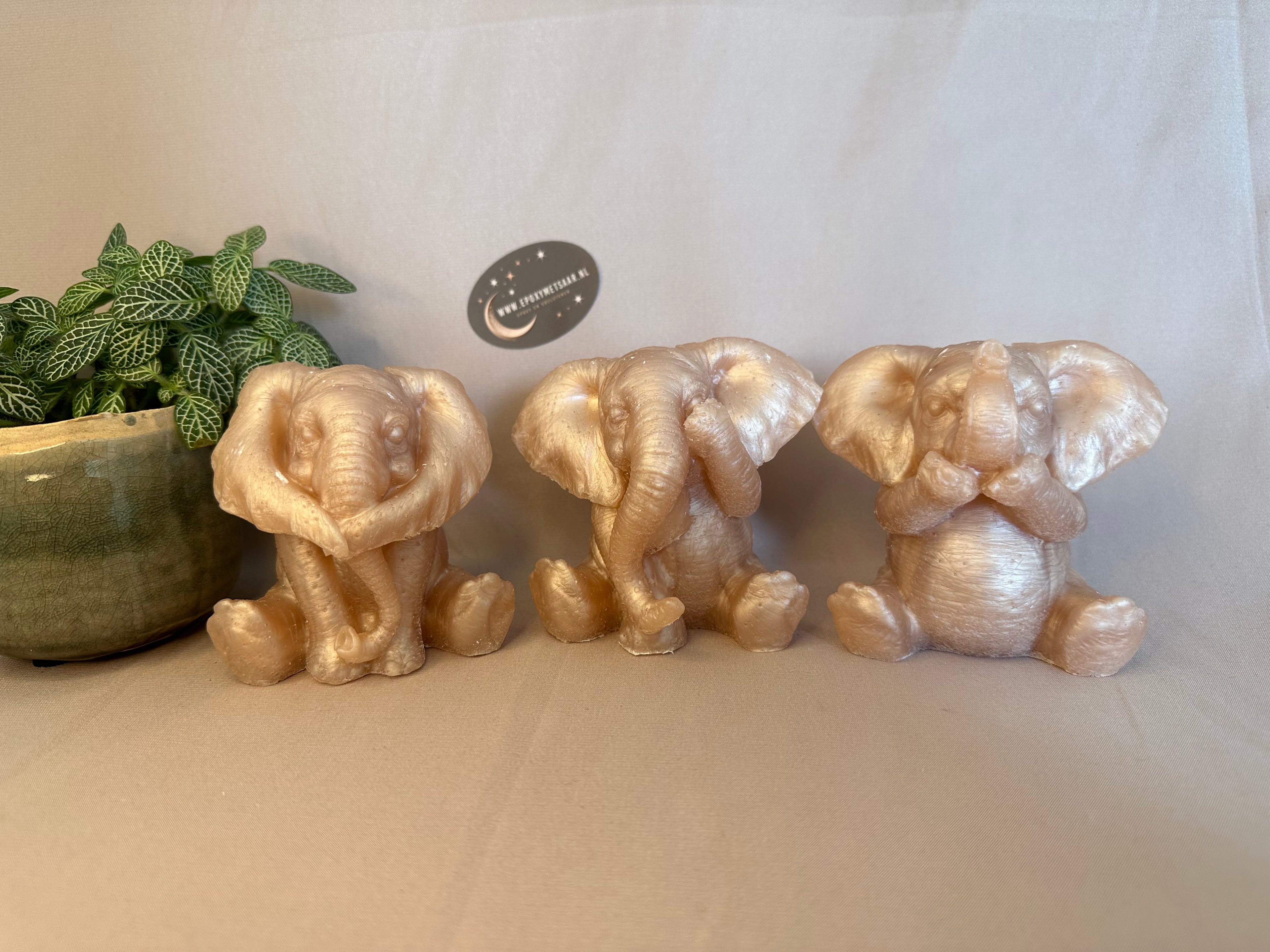 Epoxy set horen zien en zwijgen olifantjes