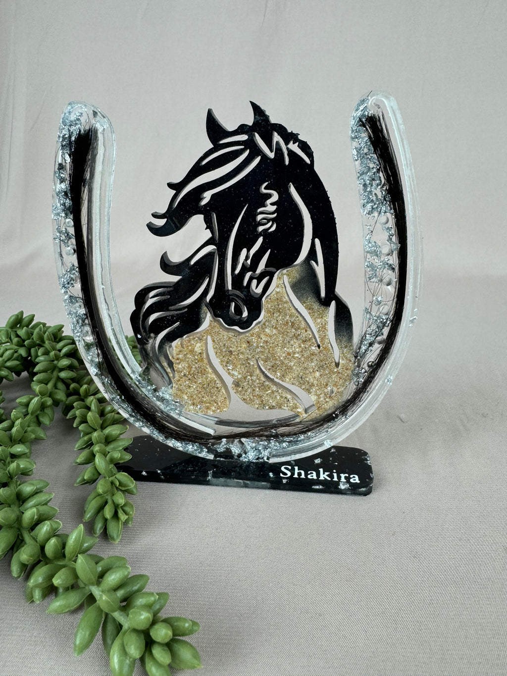 Epoxy hoefijzer met paarden hoofd