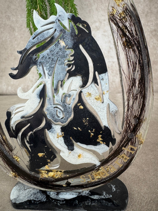 Epoxy hoefijzer met paarden hoofd