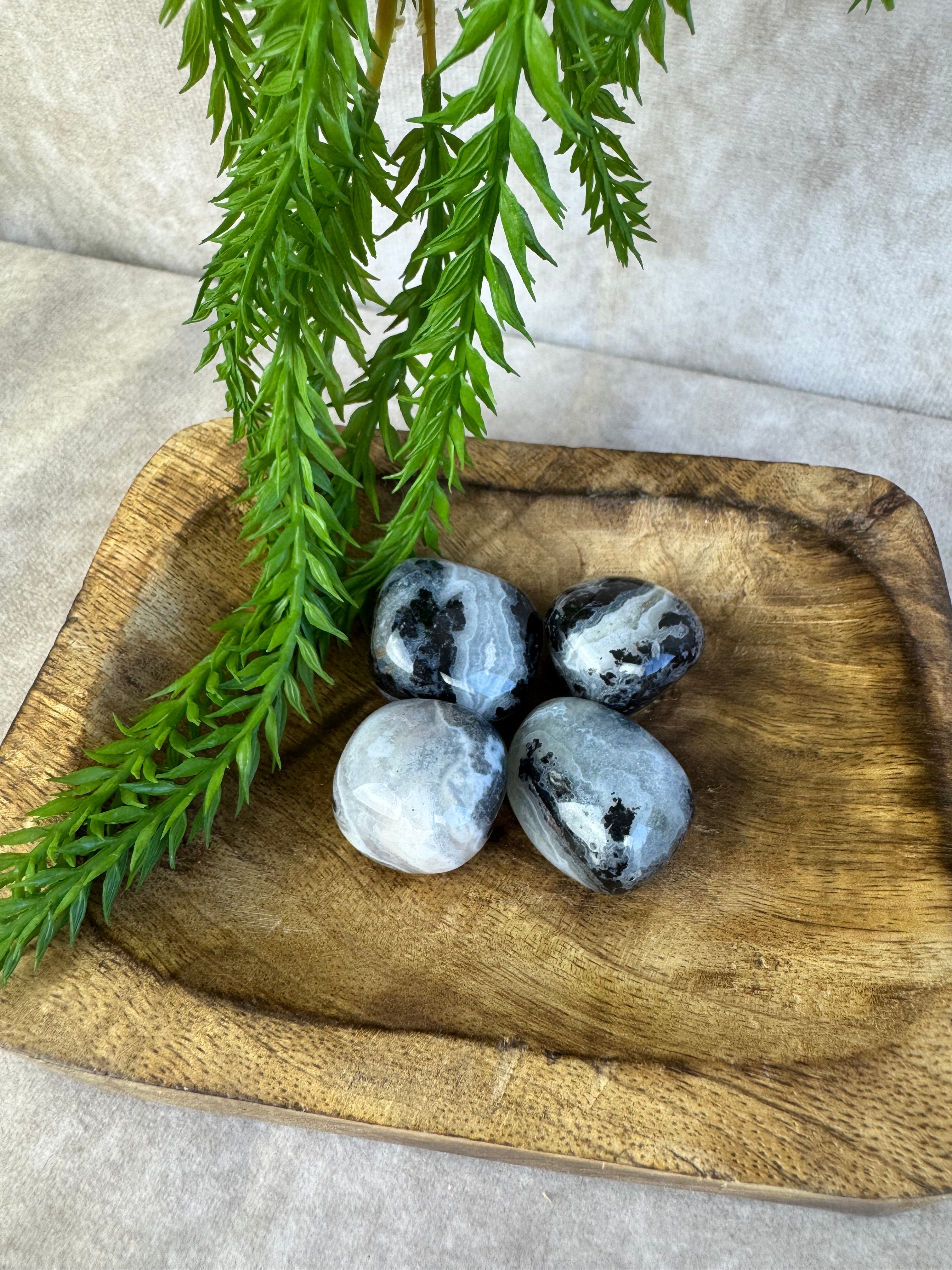 Trommelsenen Agaat met kwarts