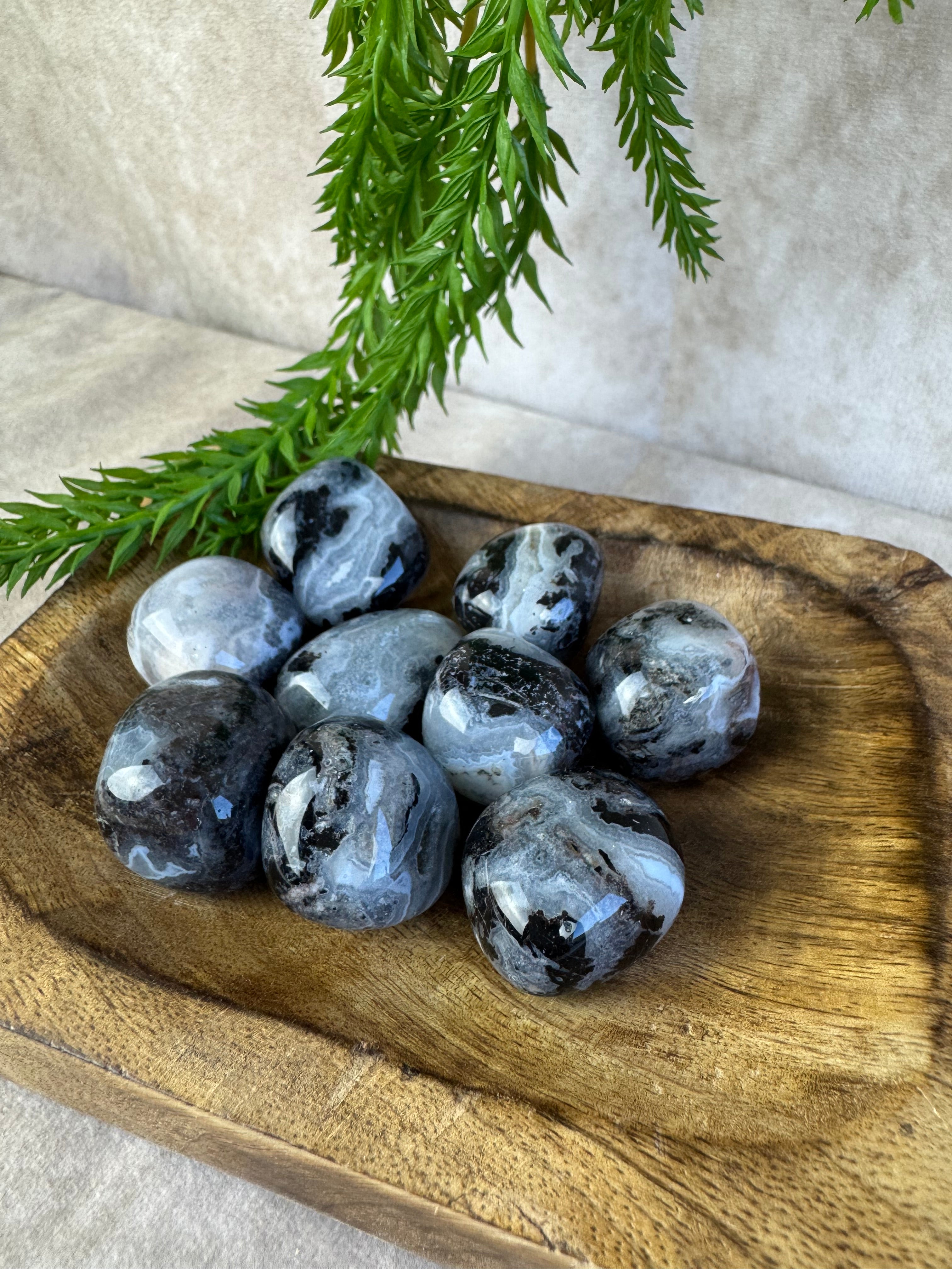 Trommelsenen Agaat met kwarts