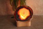 Houten houder met waxinelicht