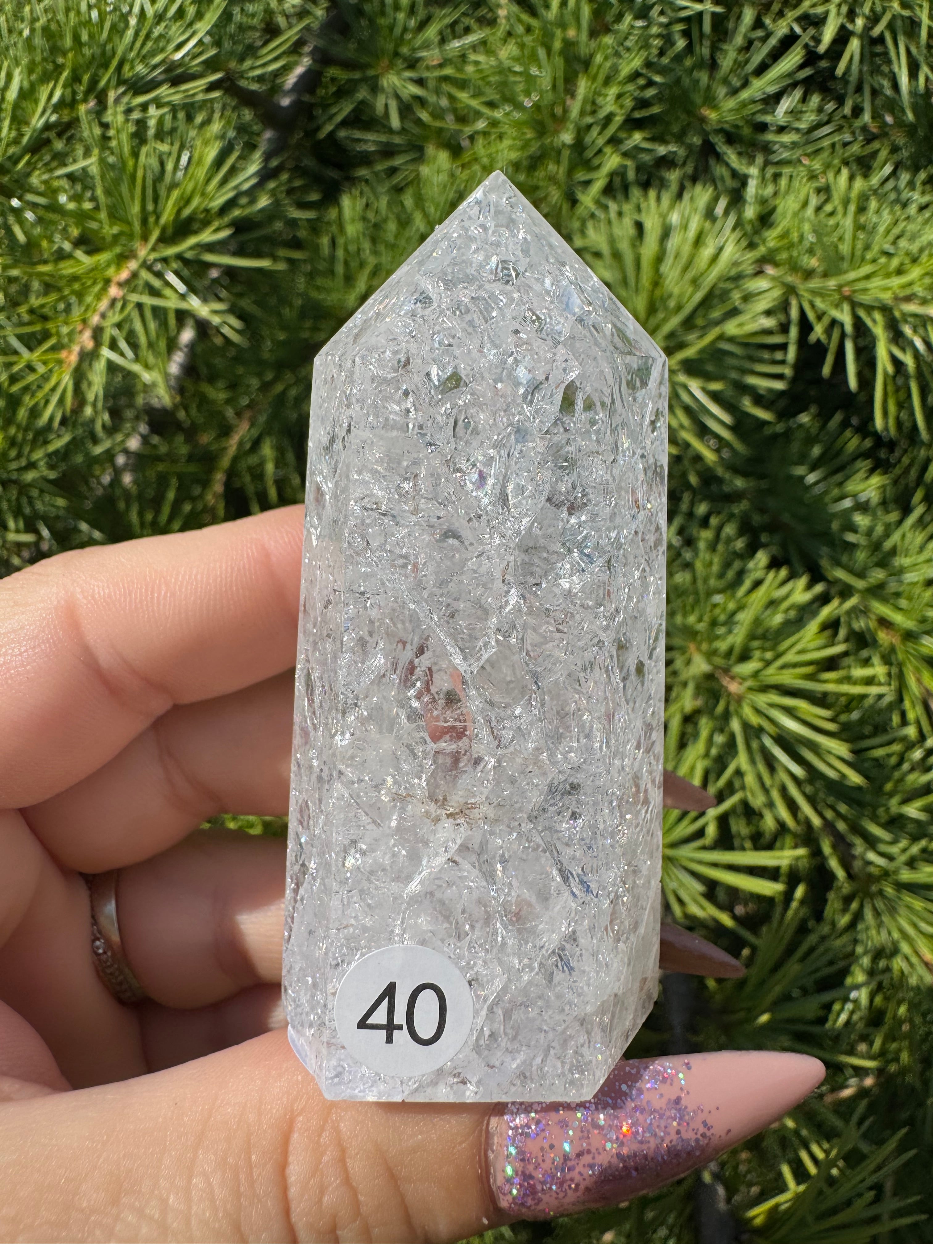 Crackle kwarts toren #40