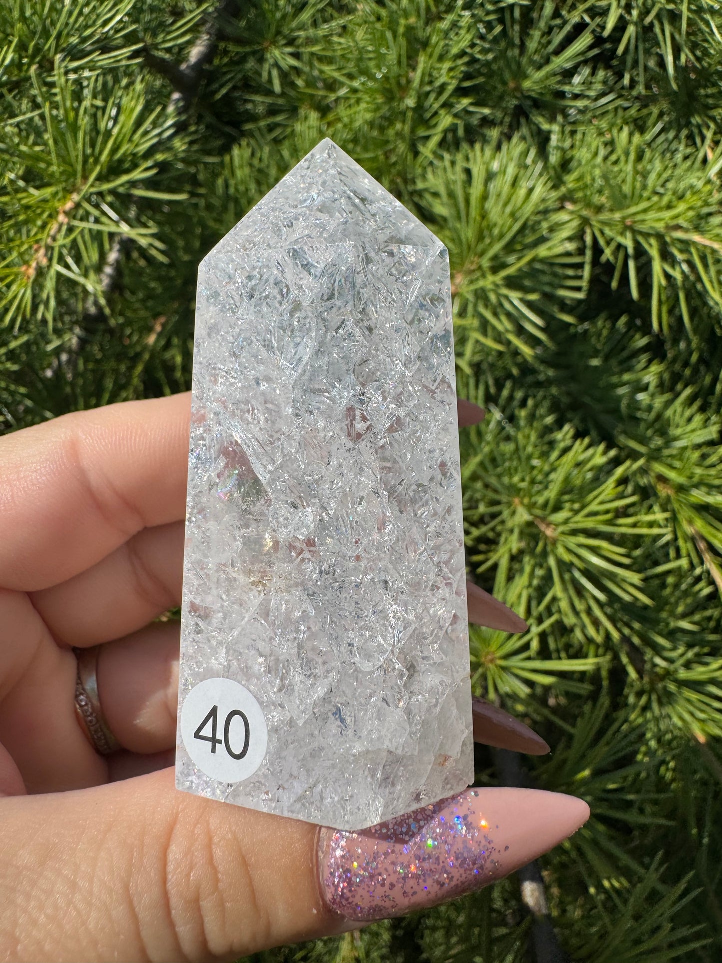 Crackle kwarts toren #40