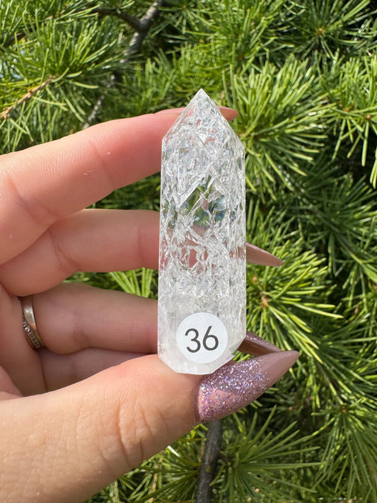 Crackle kwarts toren #36