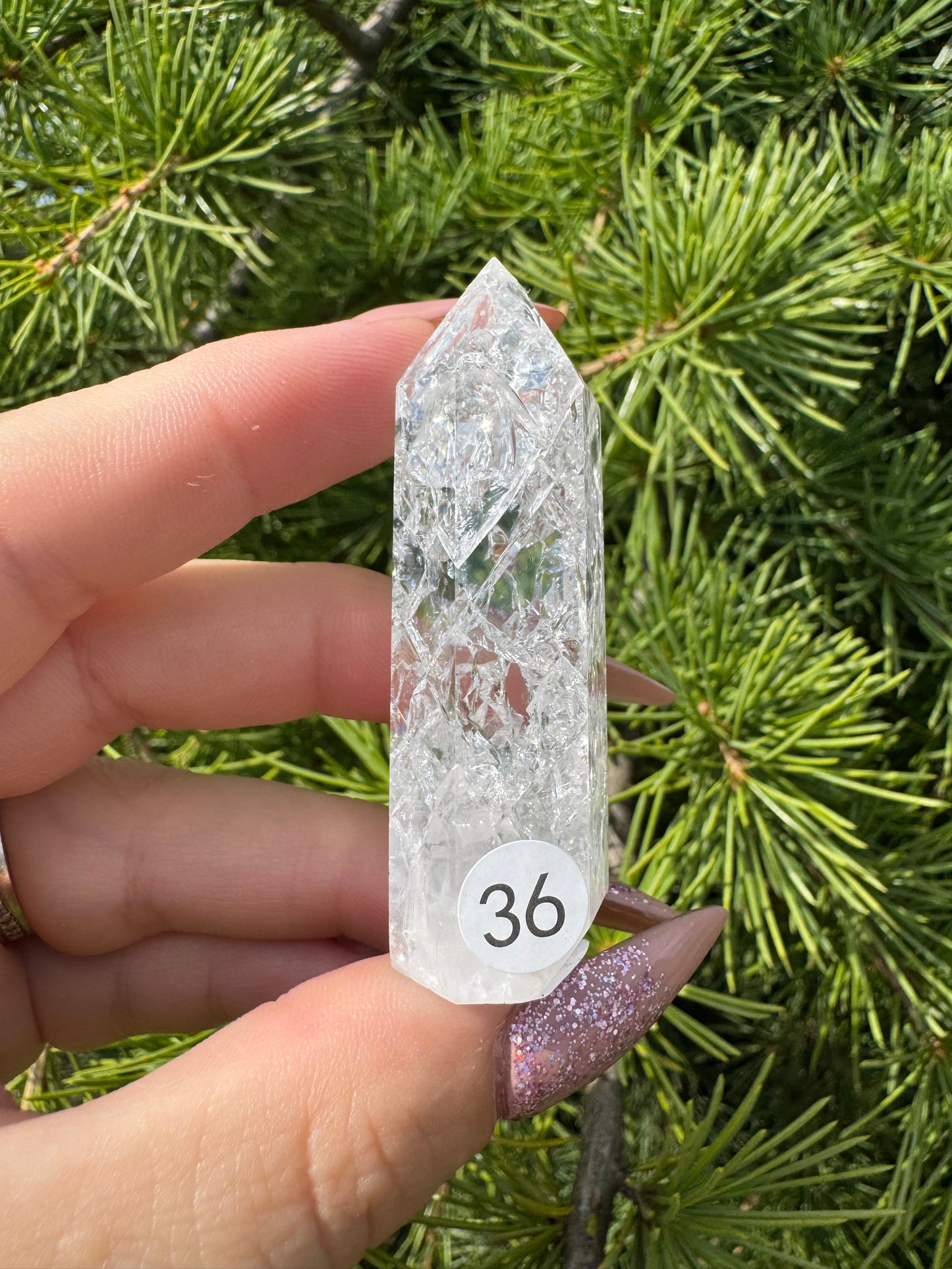 Crackle kwarts toren #36