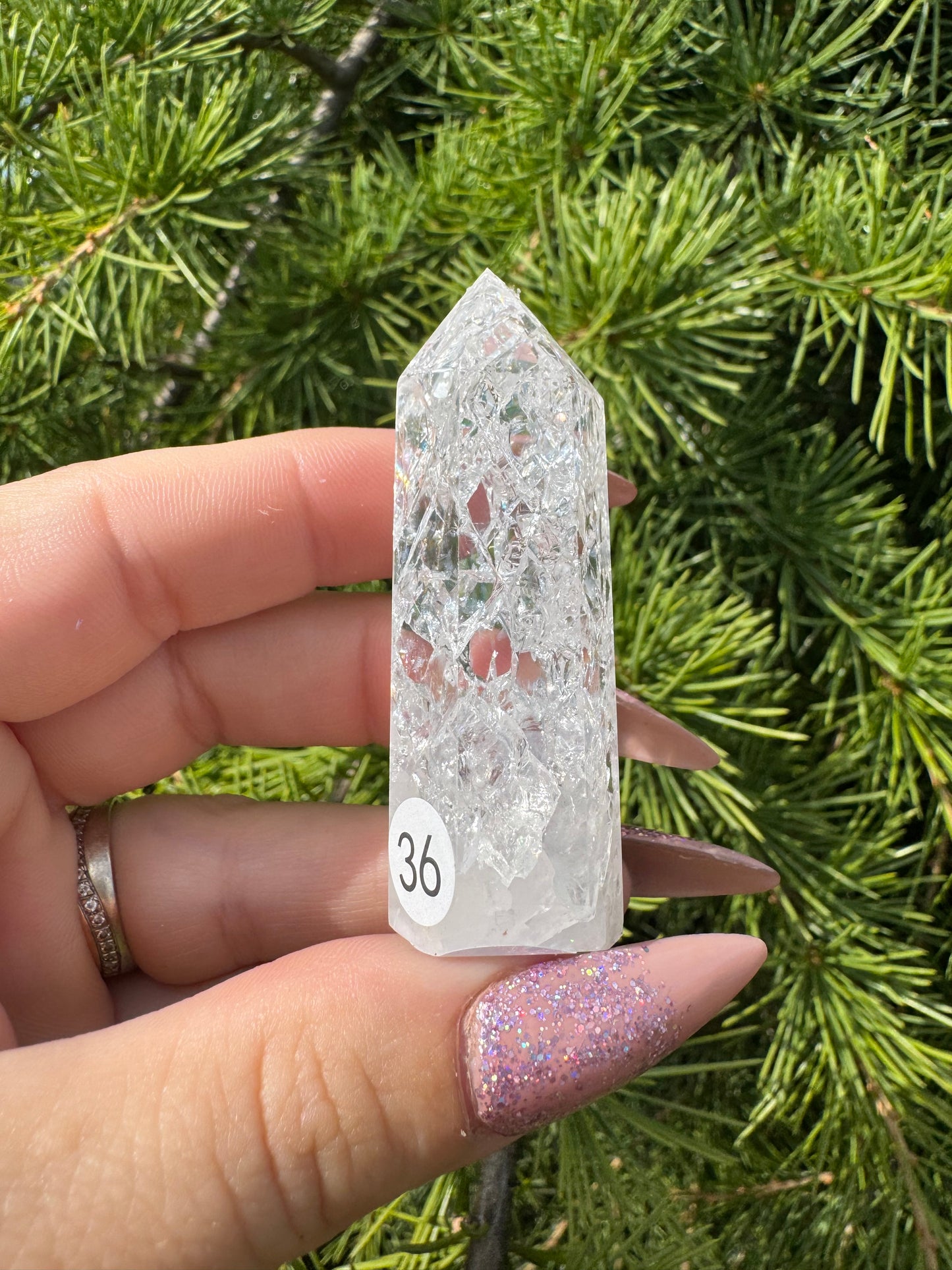 Crackle kwarts toren #36