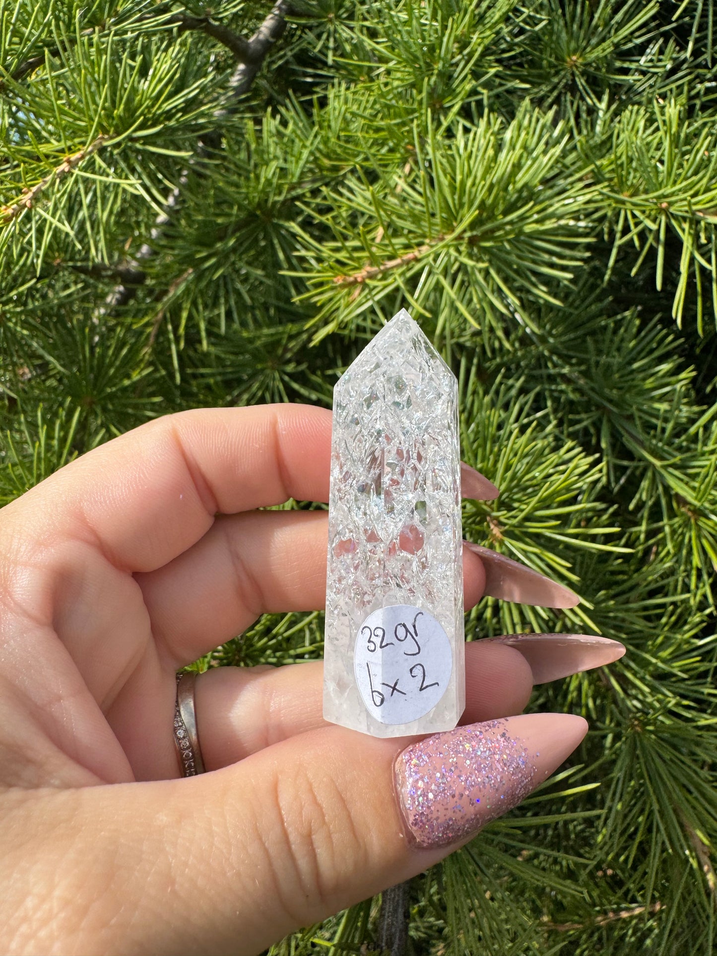 Crackle kwarts toren #36
