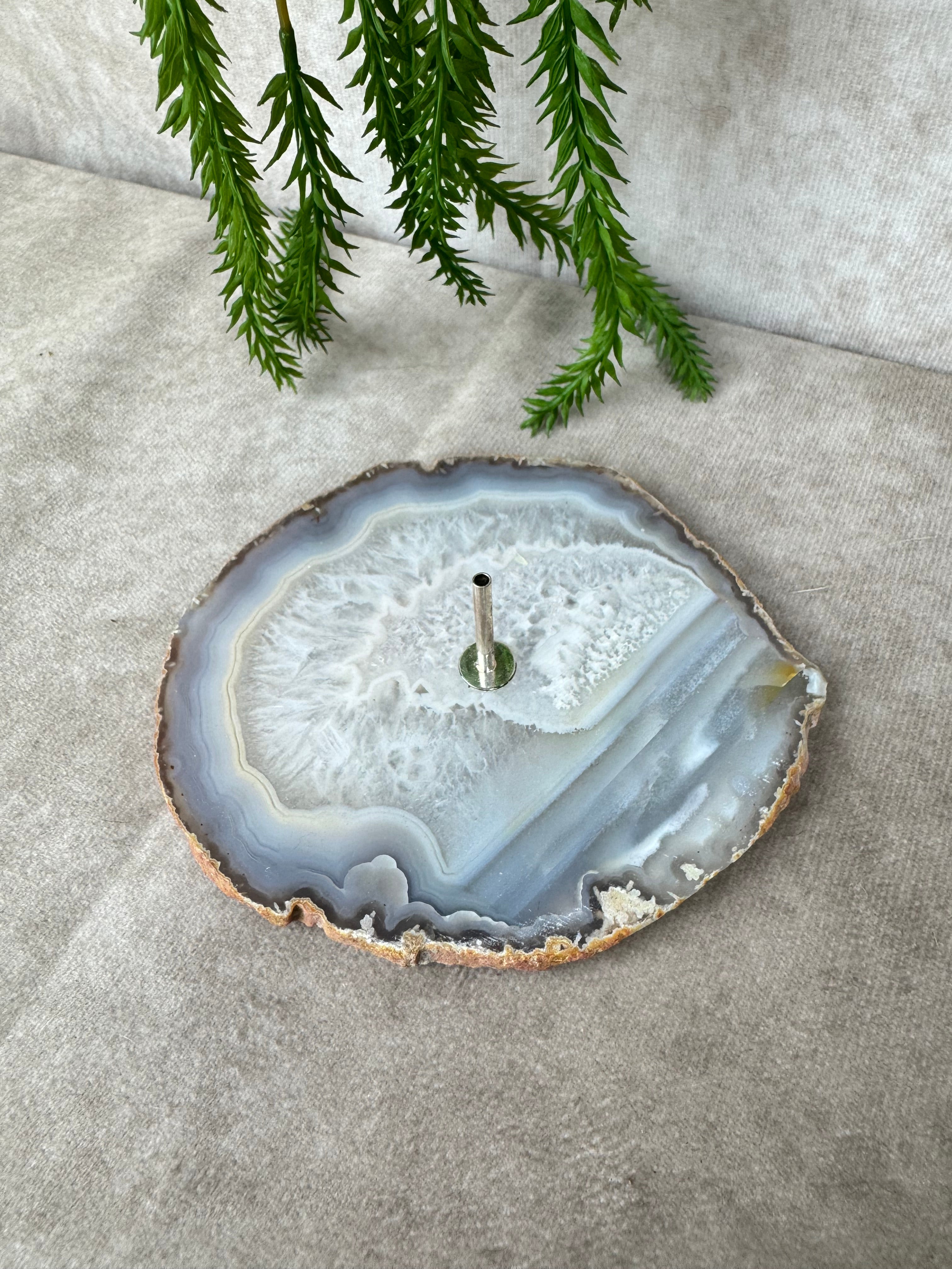 Agaatschijf wierook houder #12