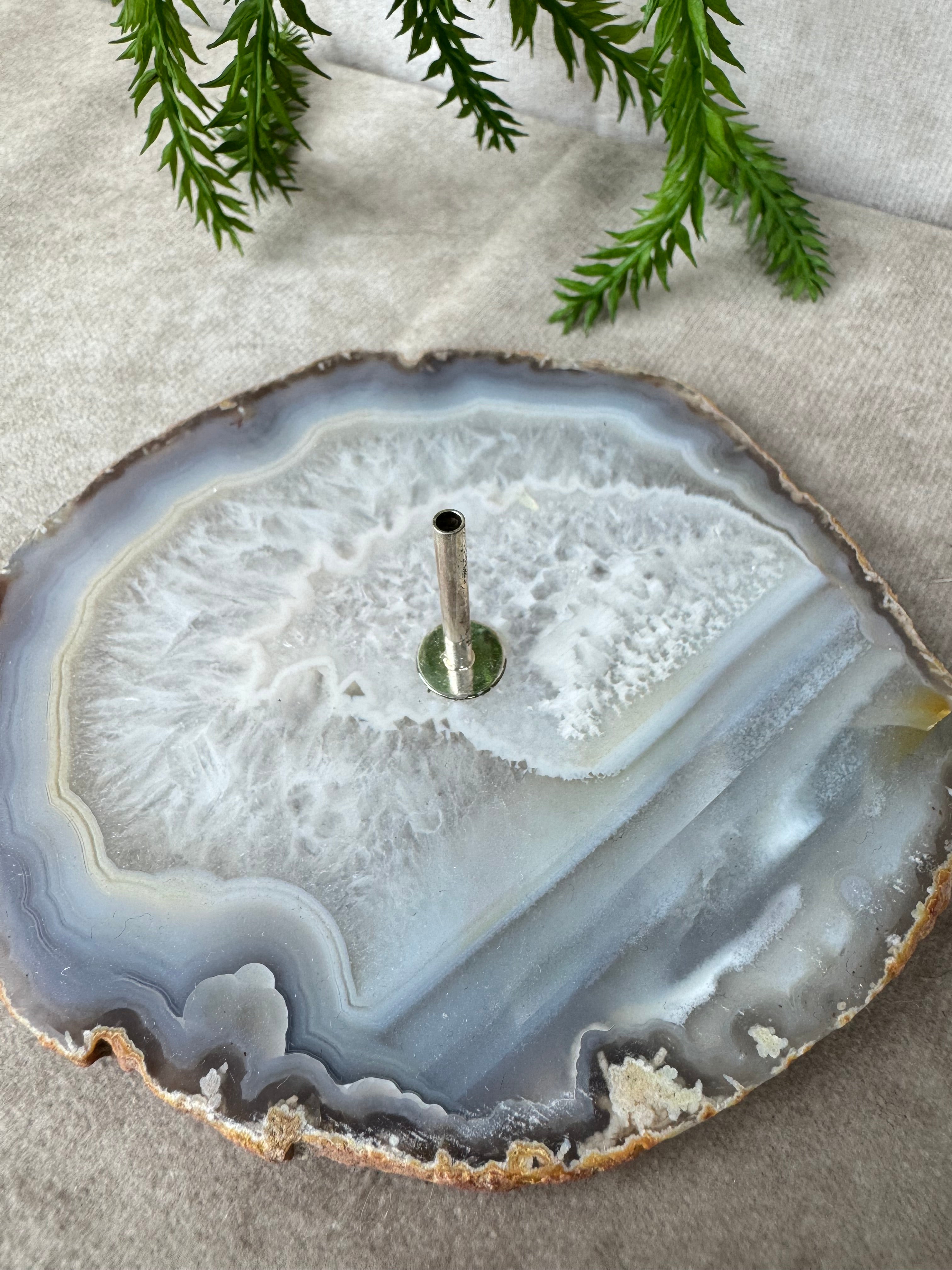 Agaatschijf wierook houder #12