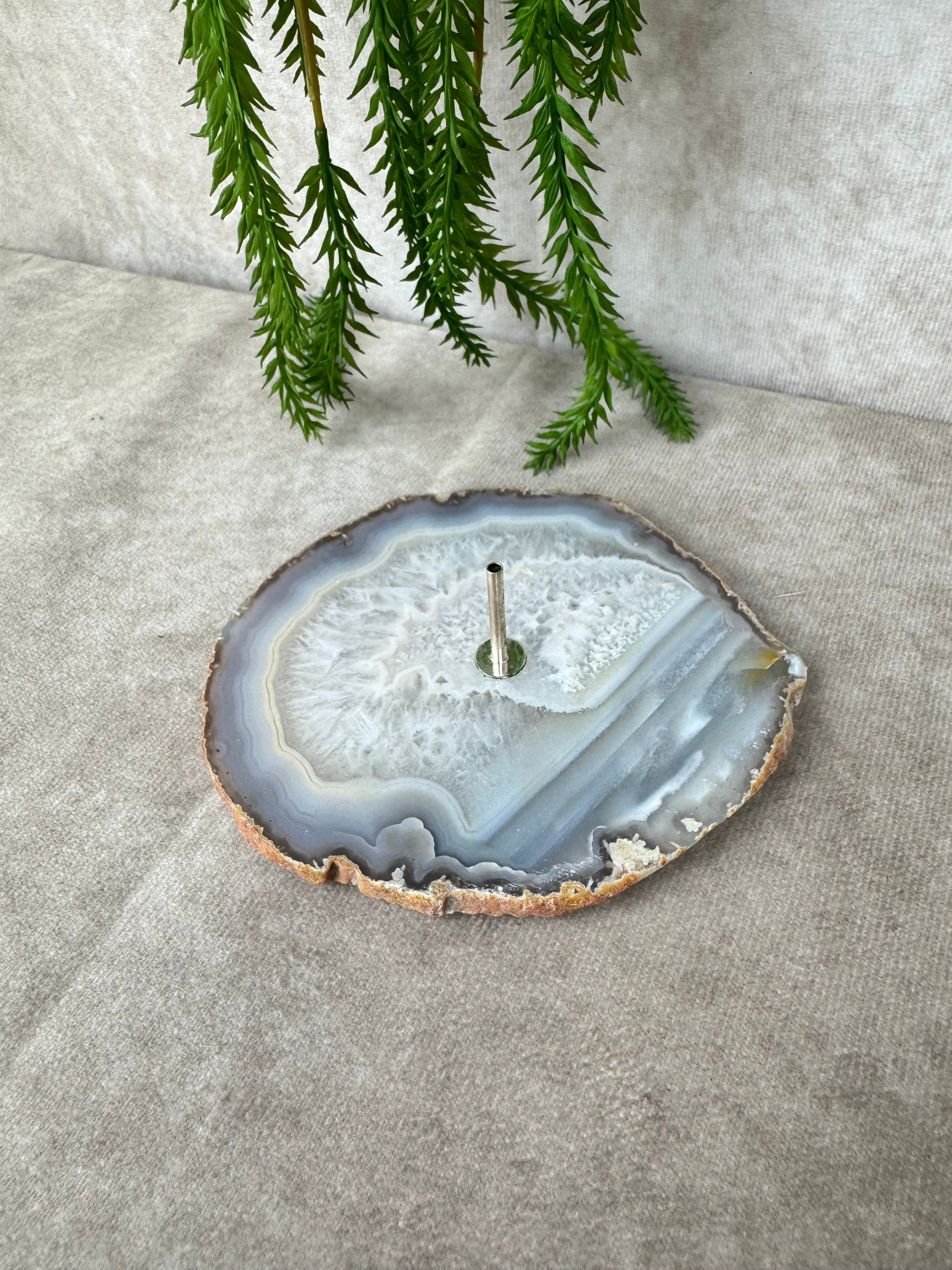 Agaatschijf wierook houder #12