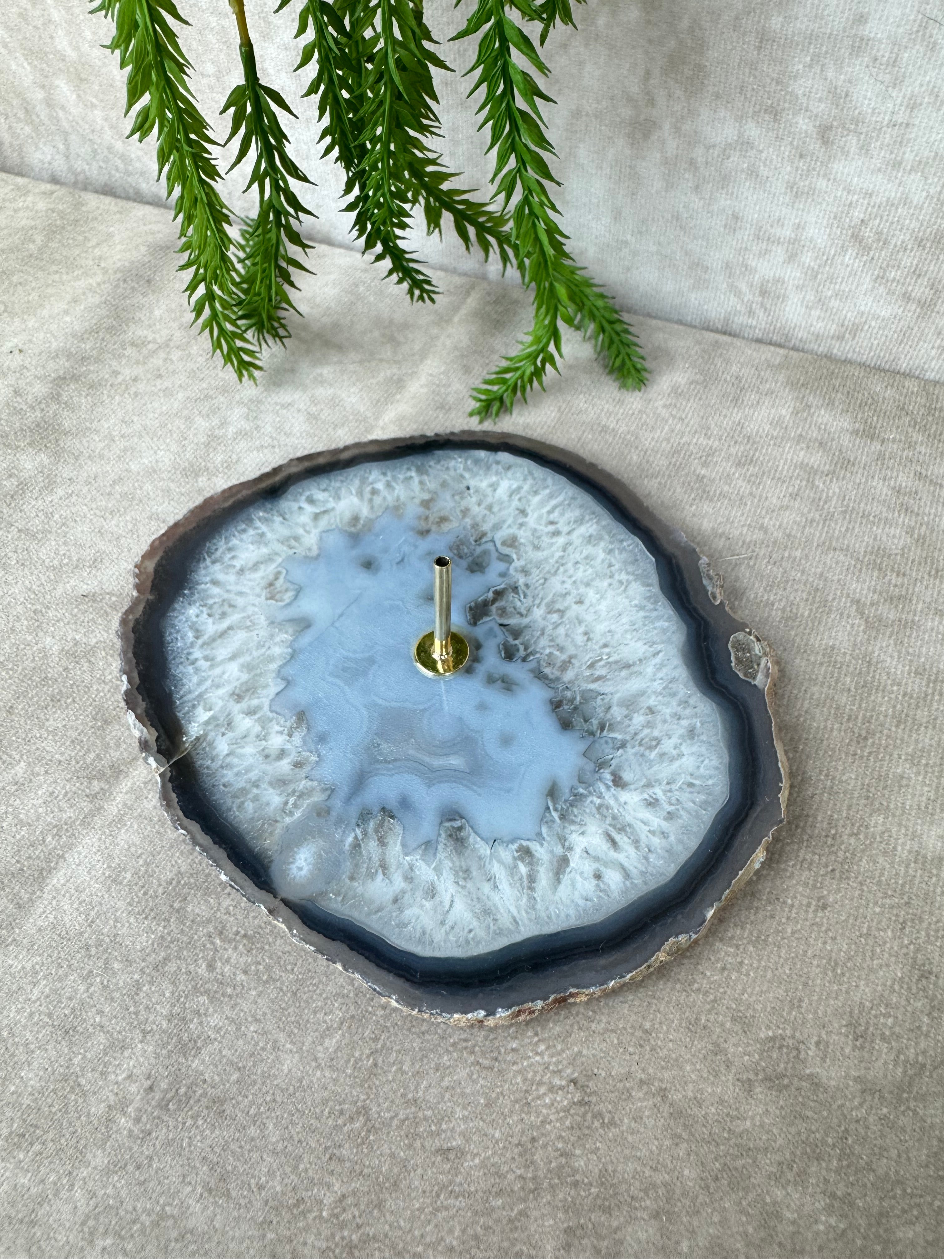 Agaatschijf wierook houder #13