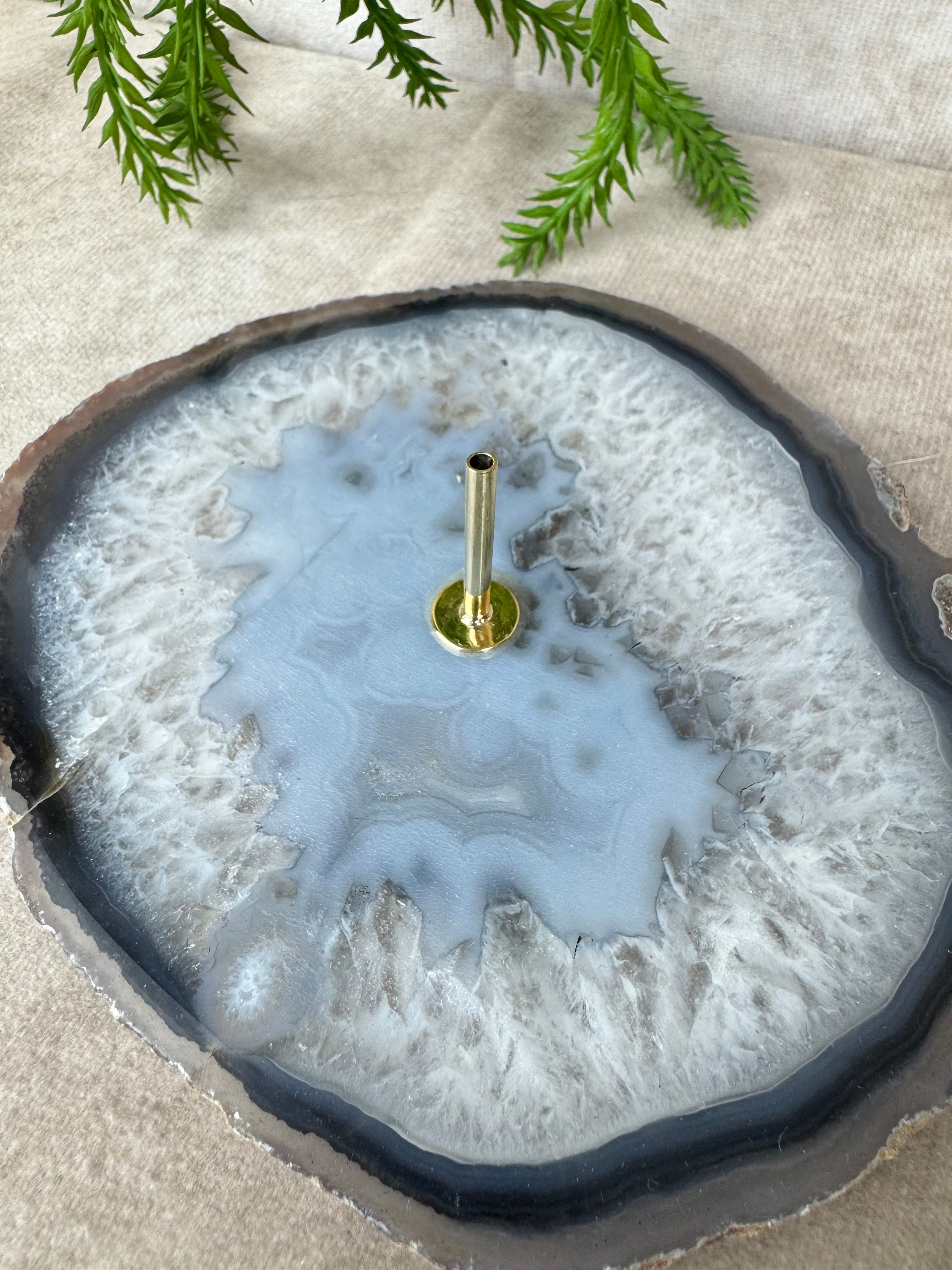 Agaatschijf wierook houder #13