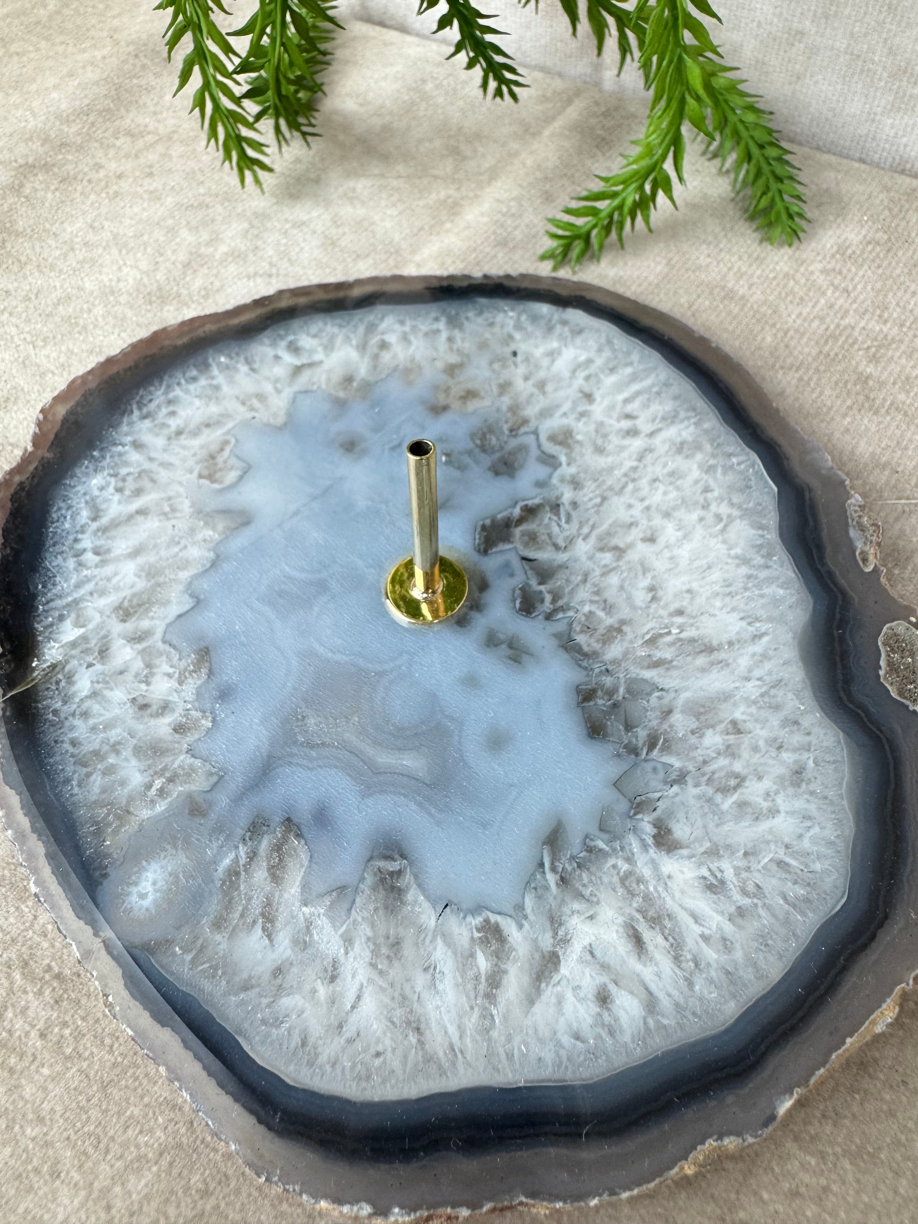 Agaatschijf wierook houder #13