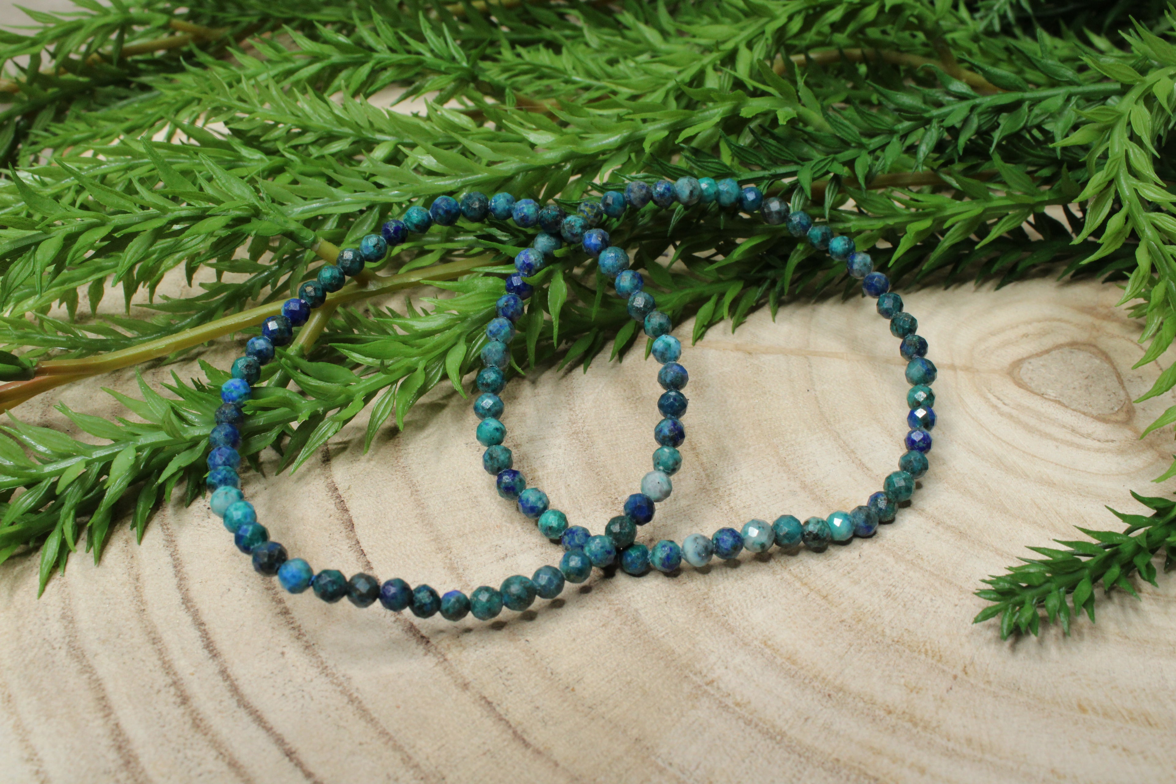 Azuriet met Malachiet facet geslepen armband 4mm