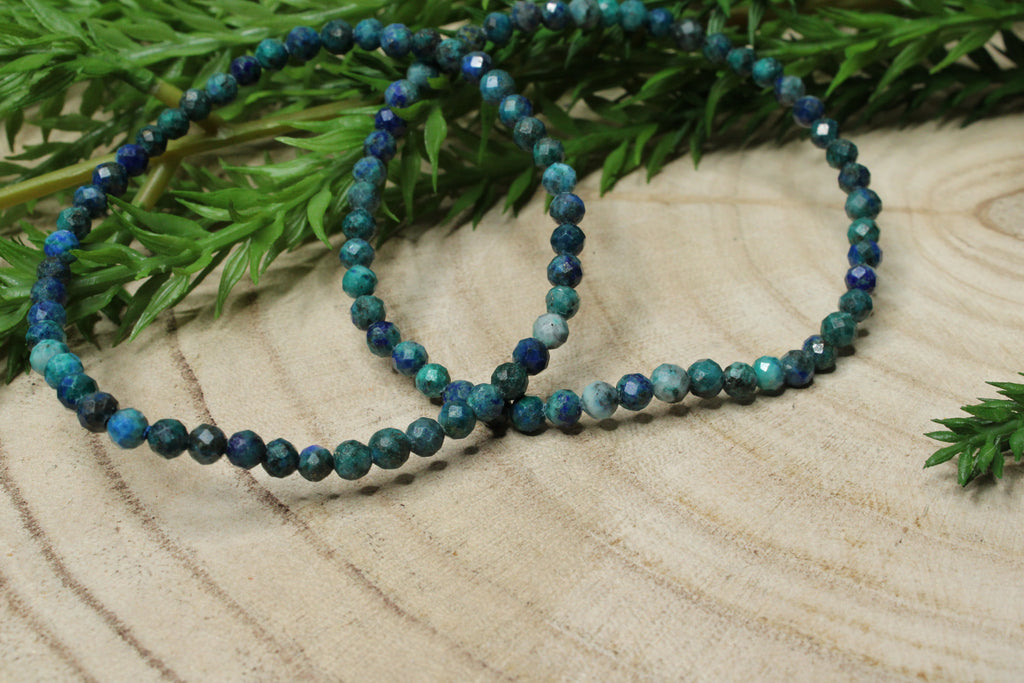 Azuriet met Malachiet facet geslepen armband 4mm