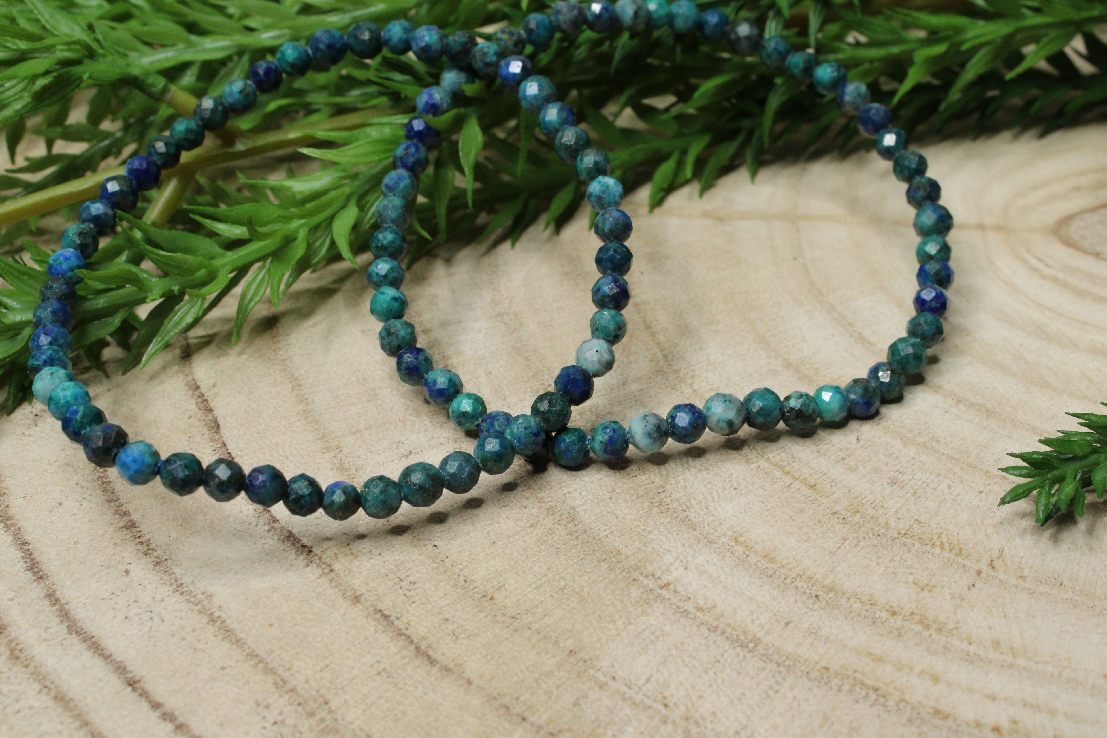 Azuriet met Malachiet facet geslepen armband 4mm