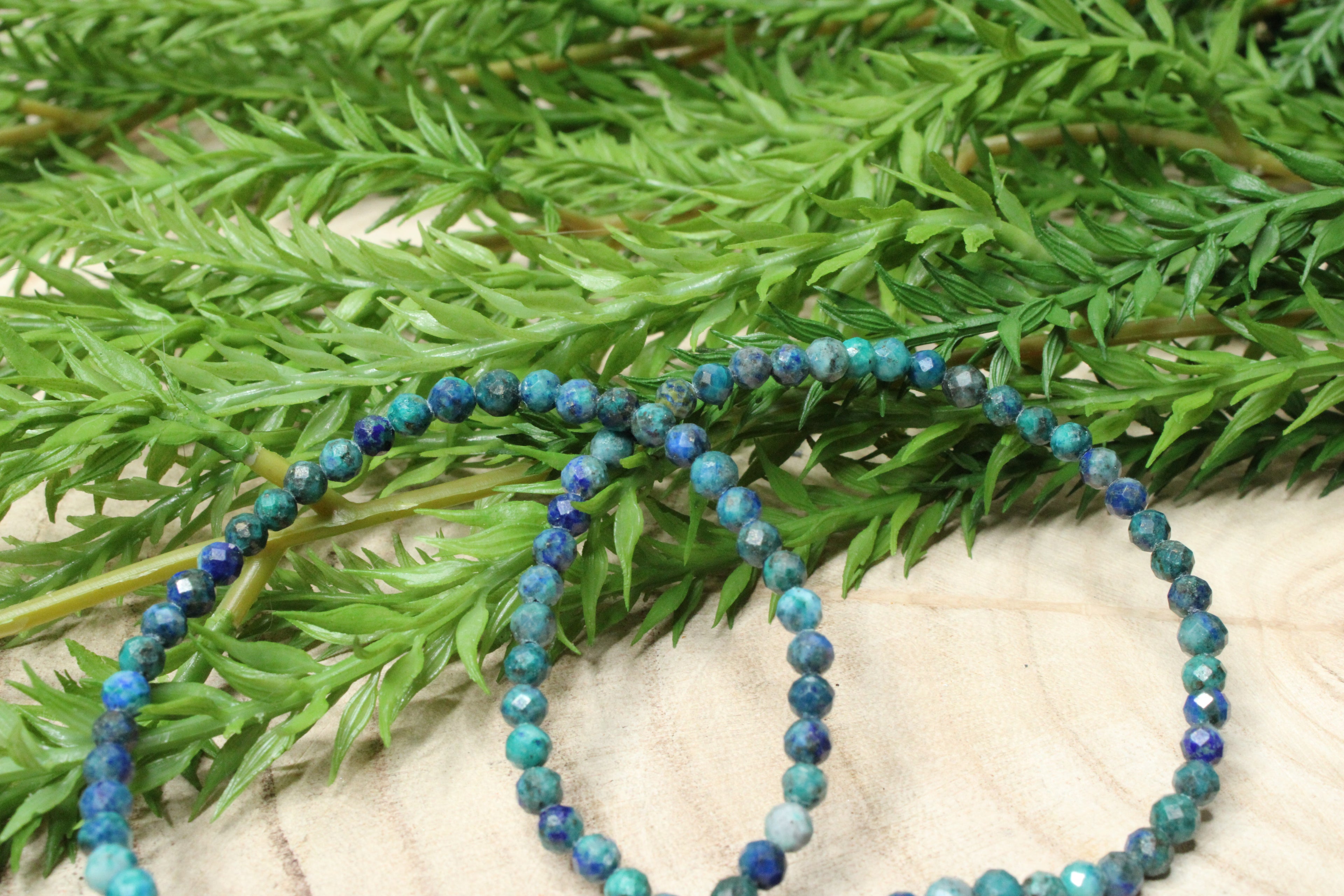 Azuriet met Malachiet facet geslepen armband 4mm