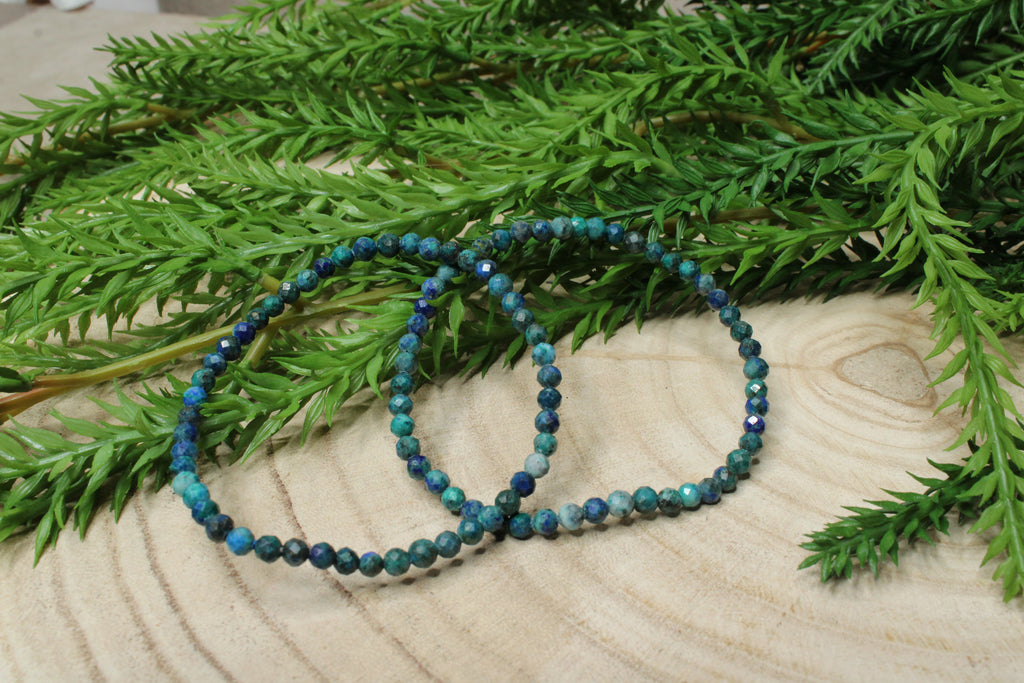 Azuriet met Malachiet facet geslepen armband 4mm