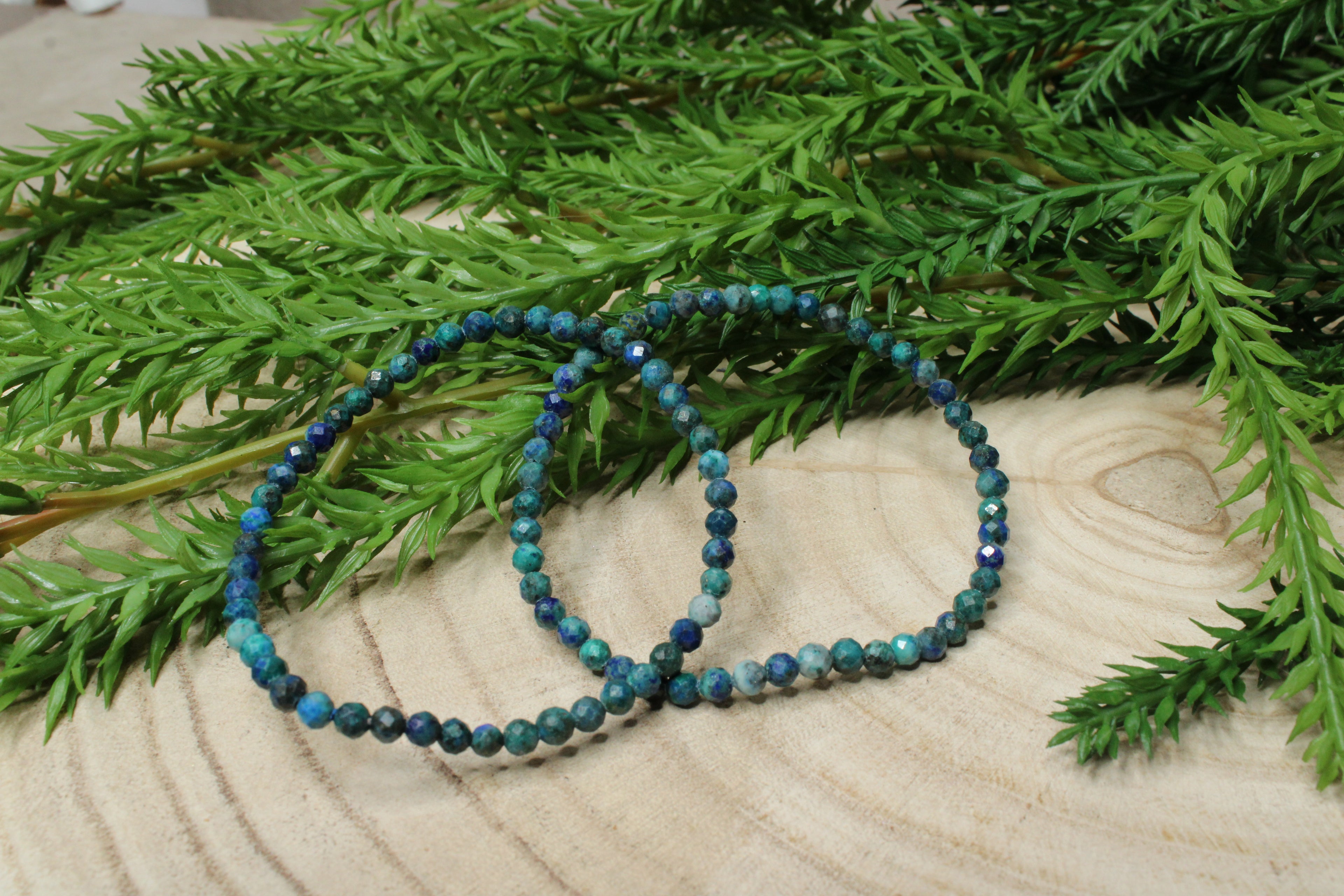 Azuriet met Malachiet facet geslepen armband 4mm
