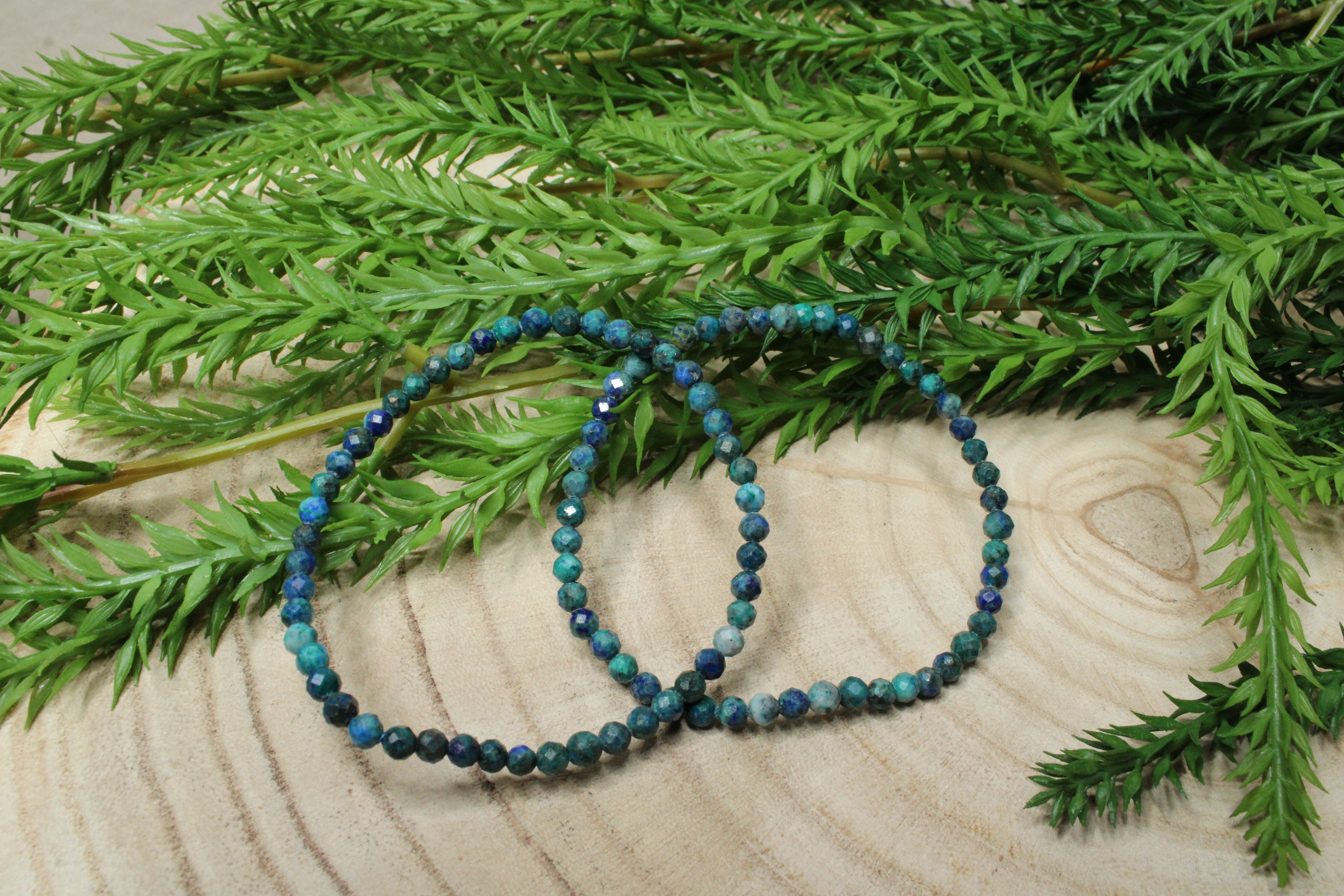 Azuriet met Malachiet facet geslepen armband 4mm