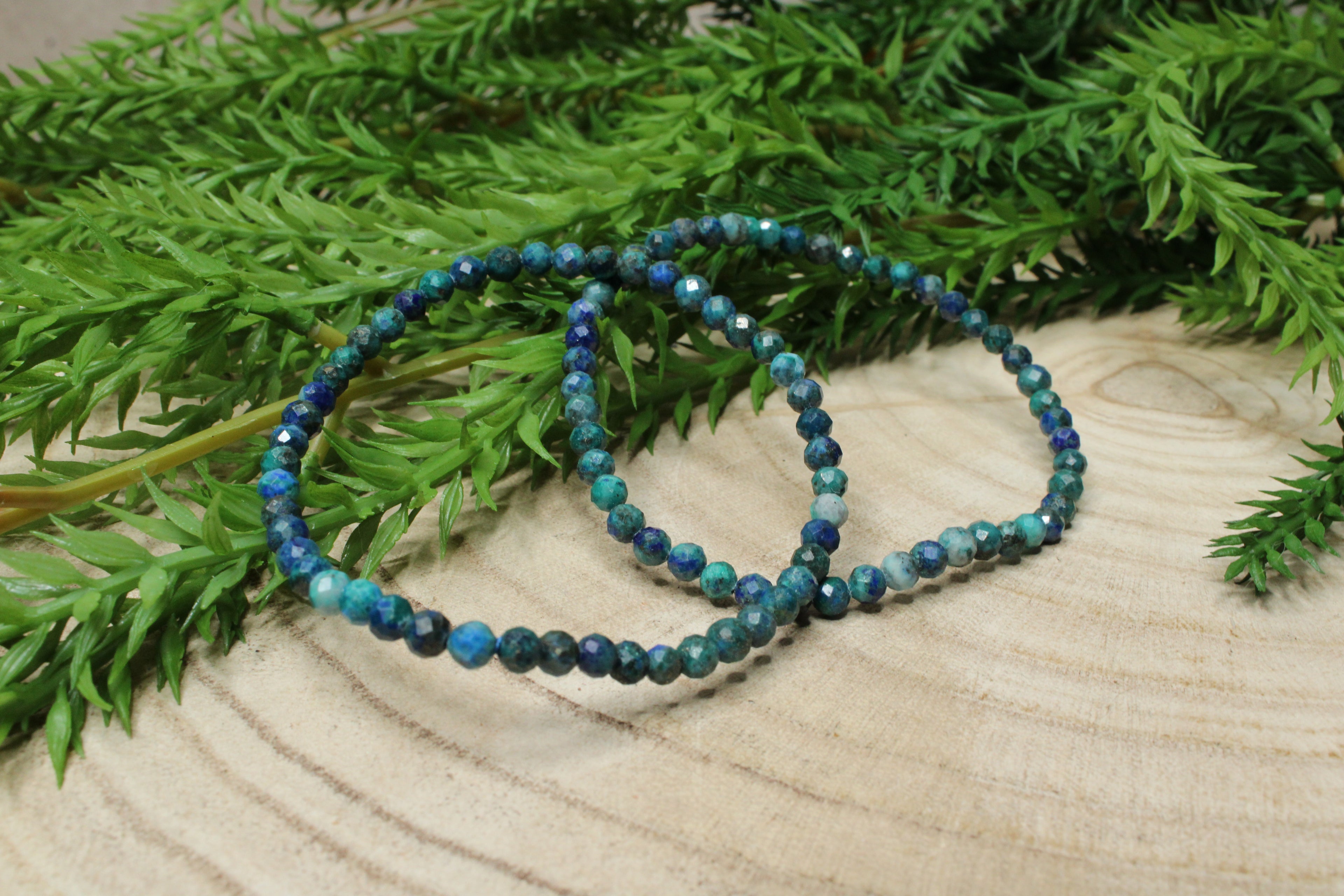 Azuriet met Malachiet facet geslepen armband 4mm