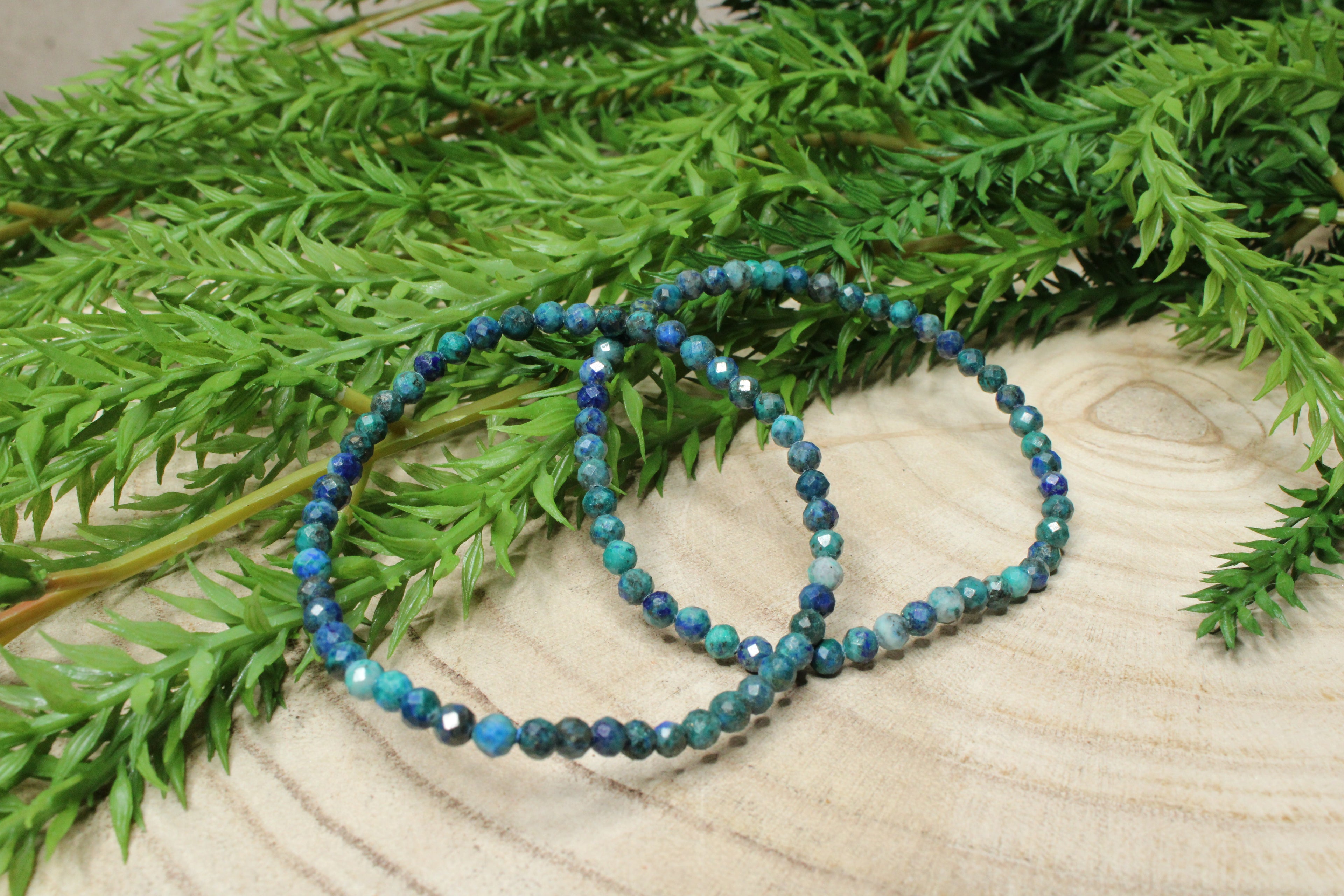 Azuriet met Malachiet facet geslepen armband 4mm