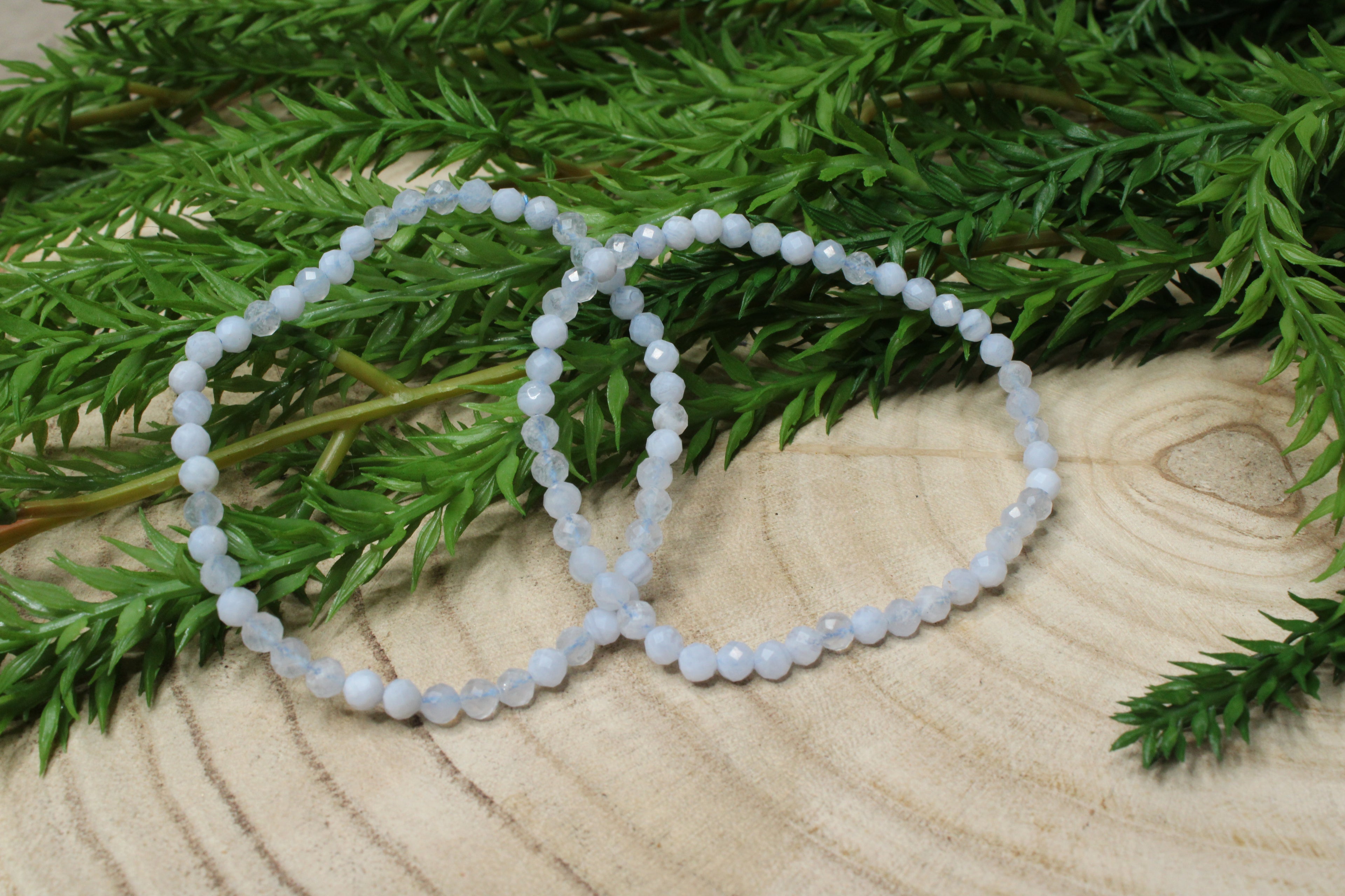 Blue lace agaat facet geslepen armband 4mm