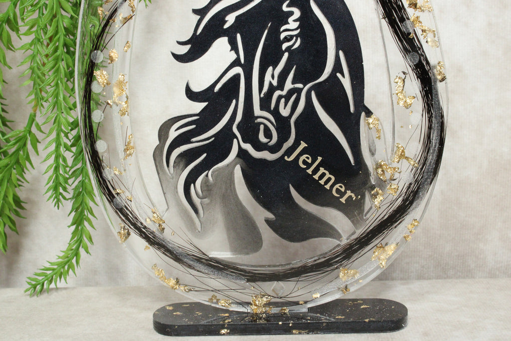Epoxy hoefijzer met paarden hoofd